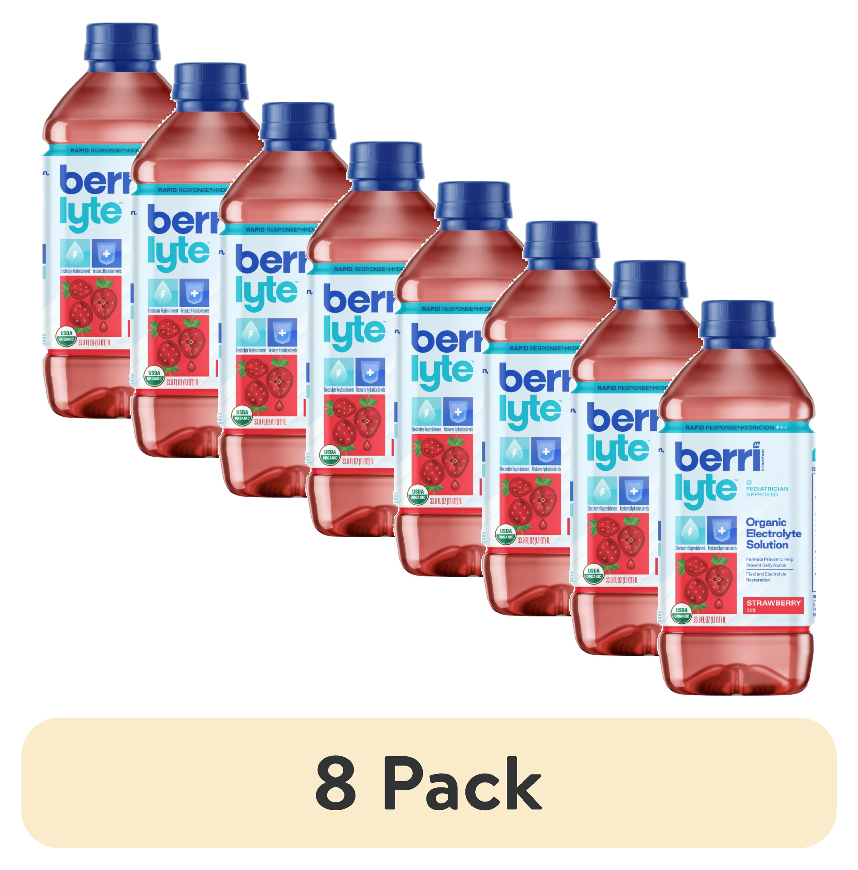 (6 pack) Berri Lyte Organic Electrolyte Hydration Solution Drink, Strawberry, 1 Liter Bottle