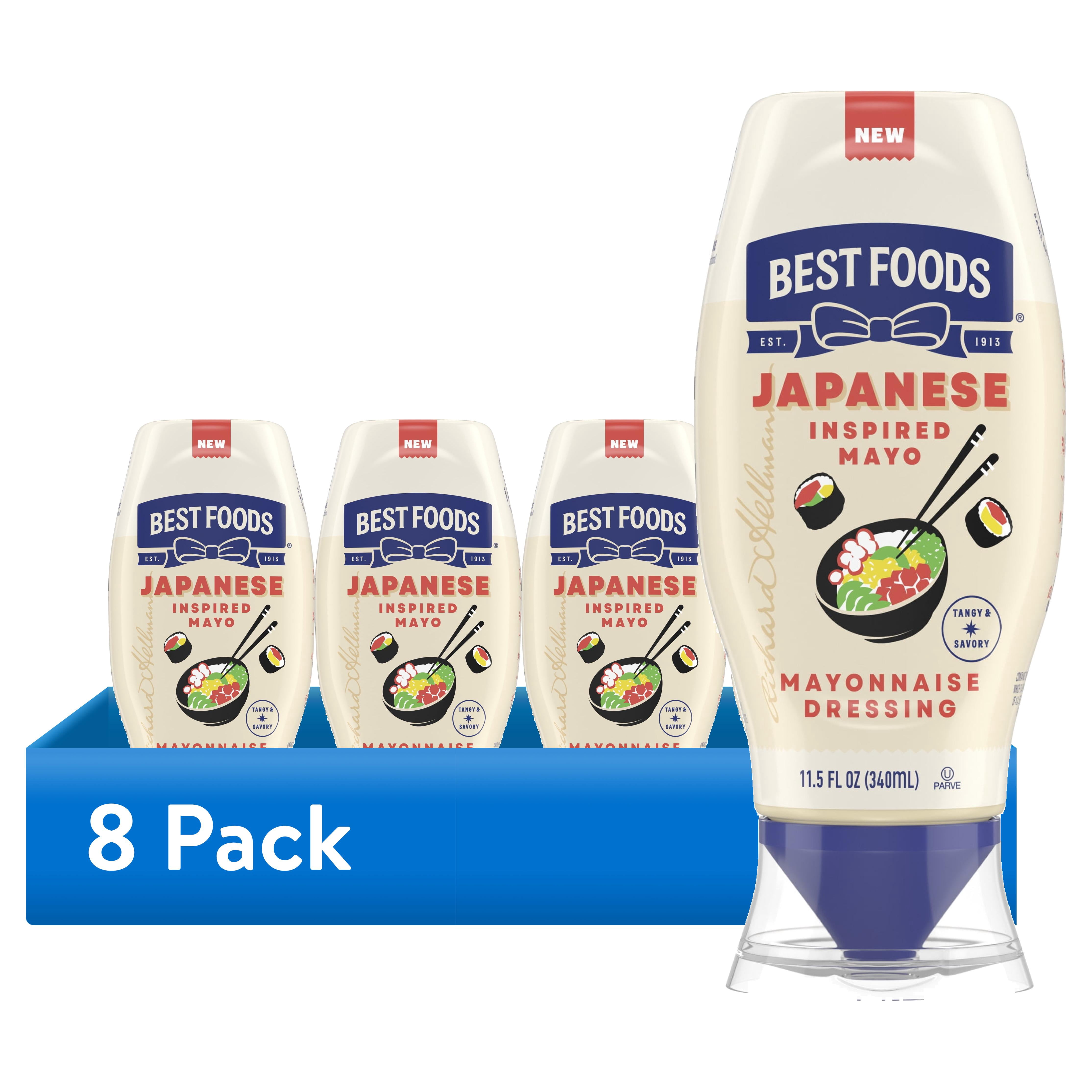 (8 pack) Best Foods Japanese-Inspired Tangy & Savory Mayonnaise Dressing for Sushi, Poke Bowls & More, Japanese Style Mayo with a Boost of Umami, Squeeze Bottle, 11.5 fl oz