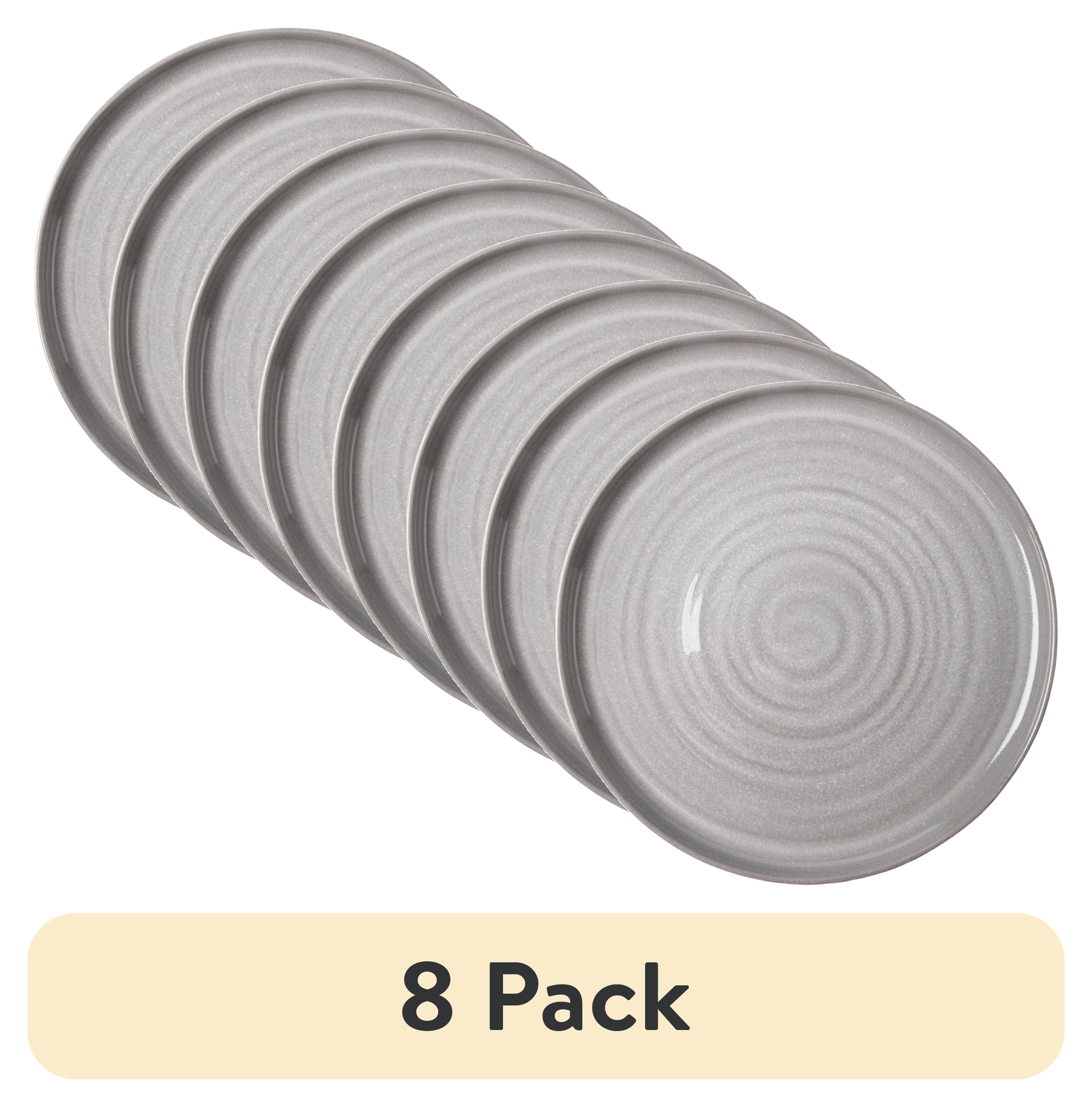 (8 pack) Better Homes & Gardens-Collins Collection Grey Stoneware Round 10.4" Dinner Plate