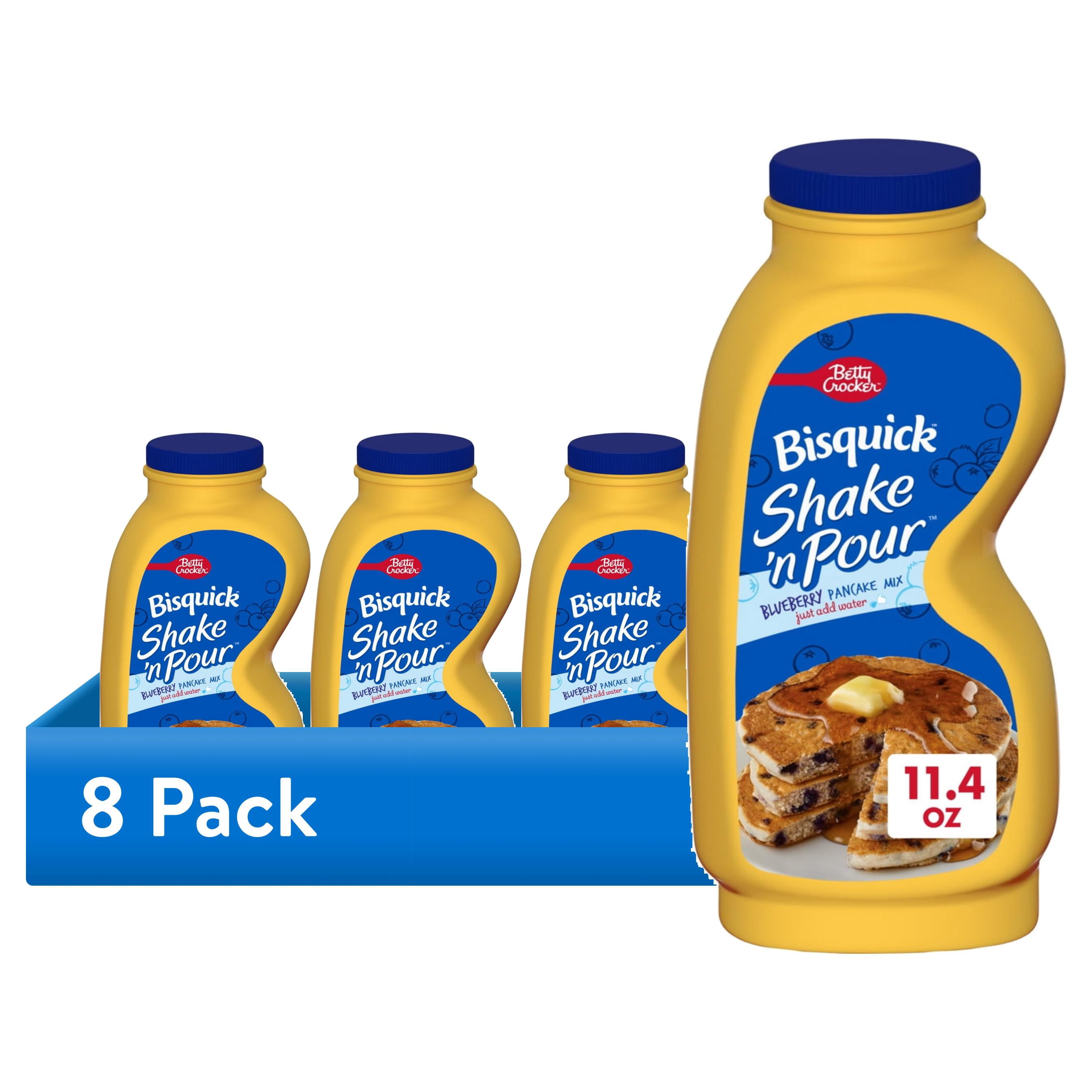 (8 pack) Betty Crocker Bisquick Shake 'n Pour Pancake Mix, Blueberry Flavored, 11.4 oz