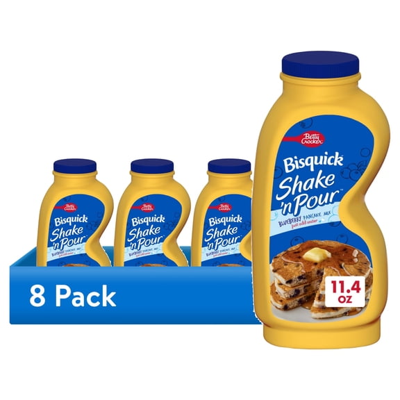 (8 pack) Betty Crocker Bisquick Shake 'n Pour Pancake Mix, Blueberry Flavored, 11.4 oz
