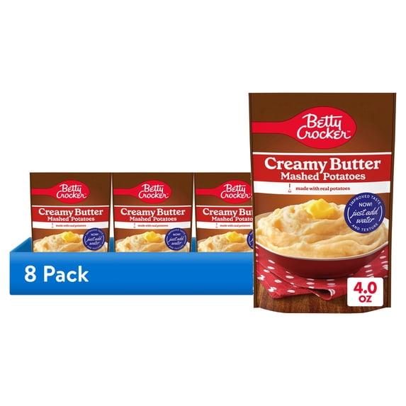 (8 pack) Betty Crocker Creamy Butter Mashed Potatoes, Made with Real Potatoes, 4 oz