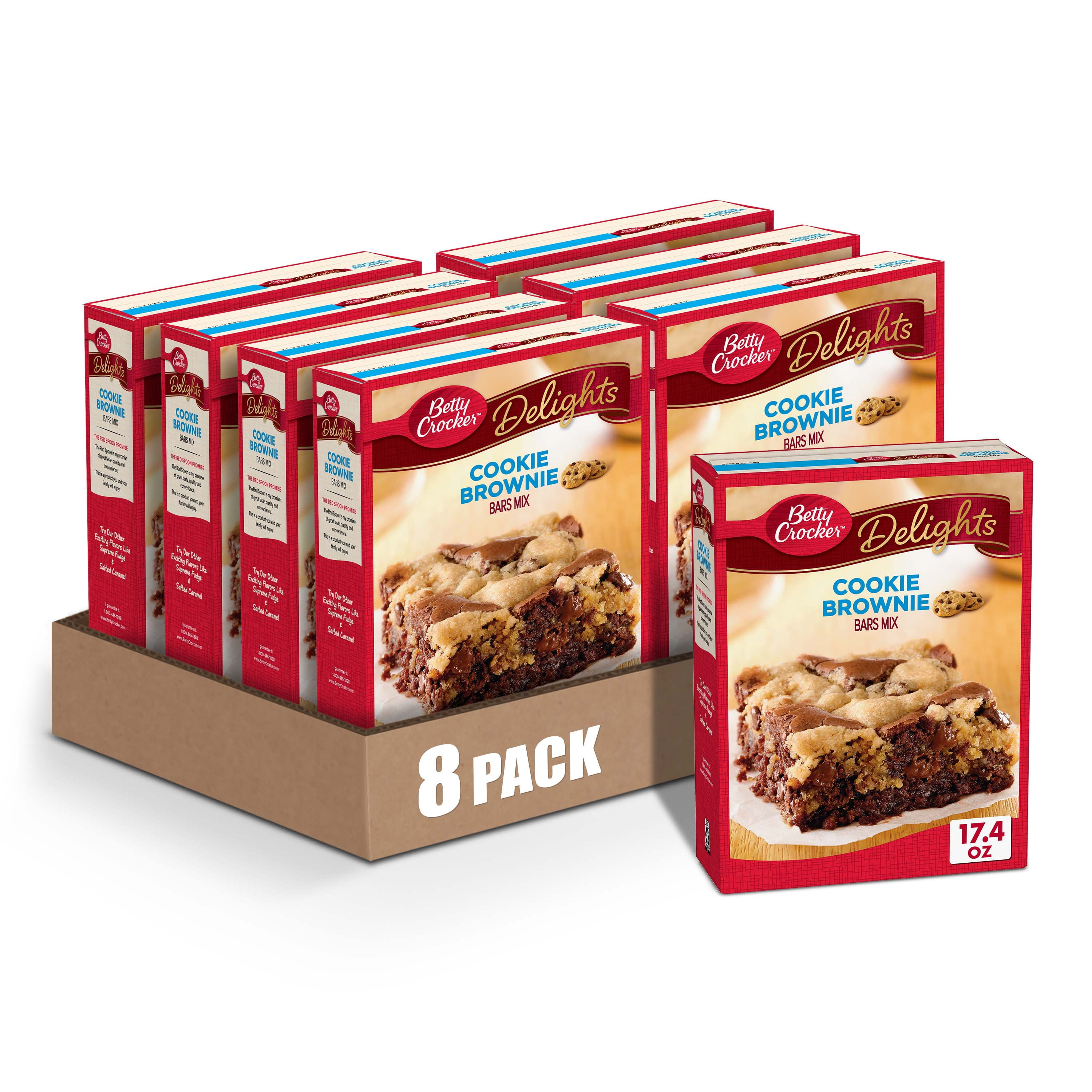 (8 pack) Betty Crocker Delights Cookie Brownie Bar Mix, 17.4 oz.