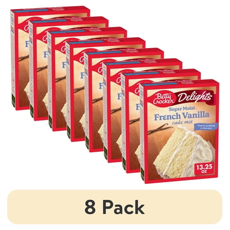 (8 pack) Betty Crocker Delights Super Moist French Vanilla Cake Mix, 13.25 oz