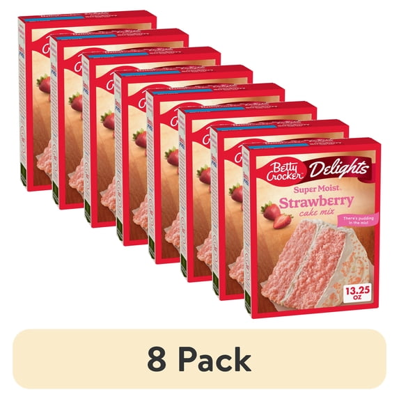 (8 pack) Betty Crocker Delights Super Moist Strawberry Cake Mix, 13.25 oz