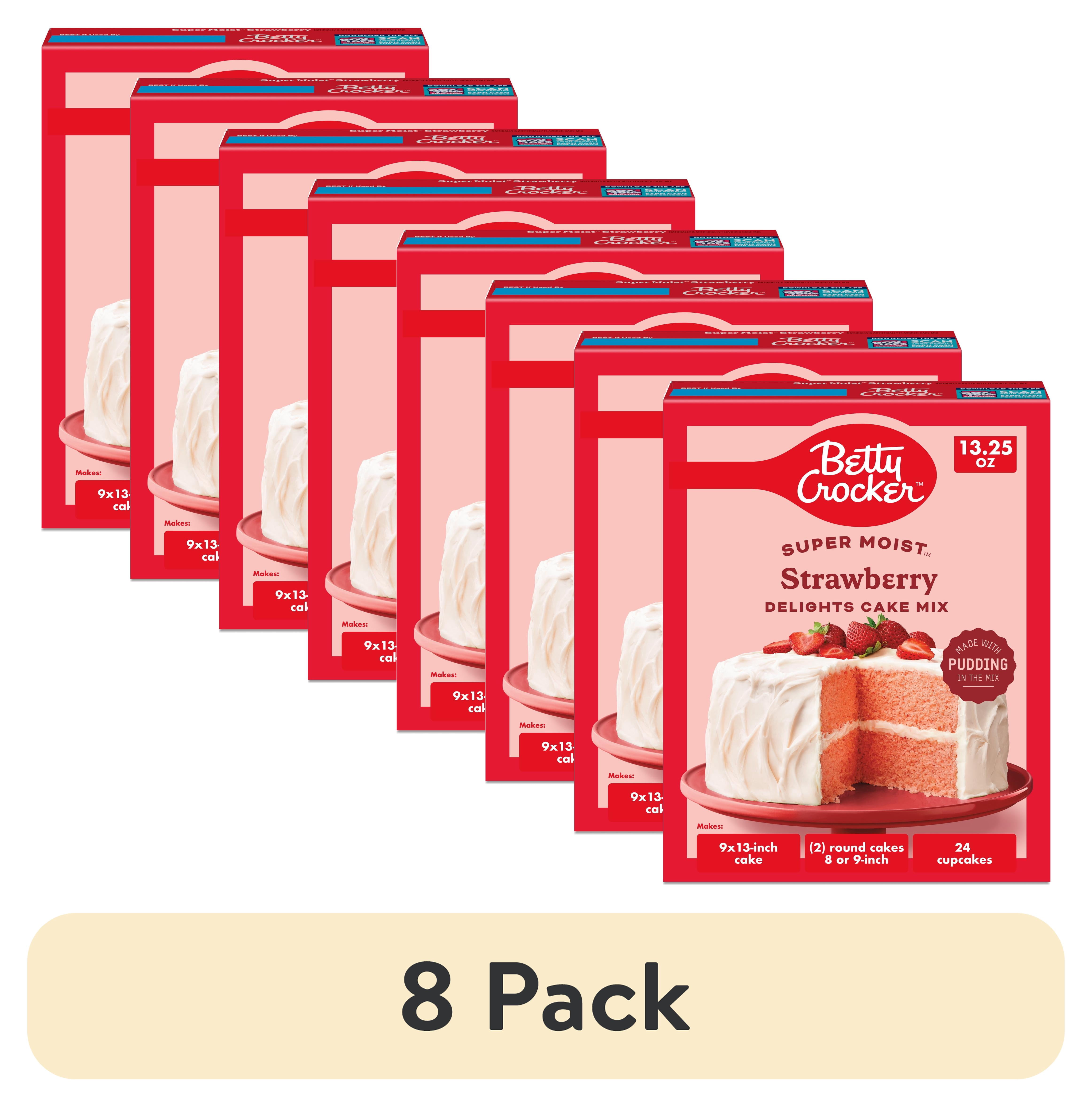 (8 pack) Betty Crocker Delights Super Moist Strawberry Cake Mix, 13.25 oz