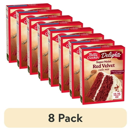 (8 pack) Betty Crocker Delights Super Moist Red Velvet Cake Mix, 13.25 oz.