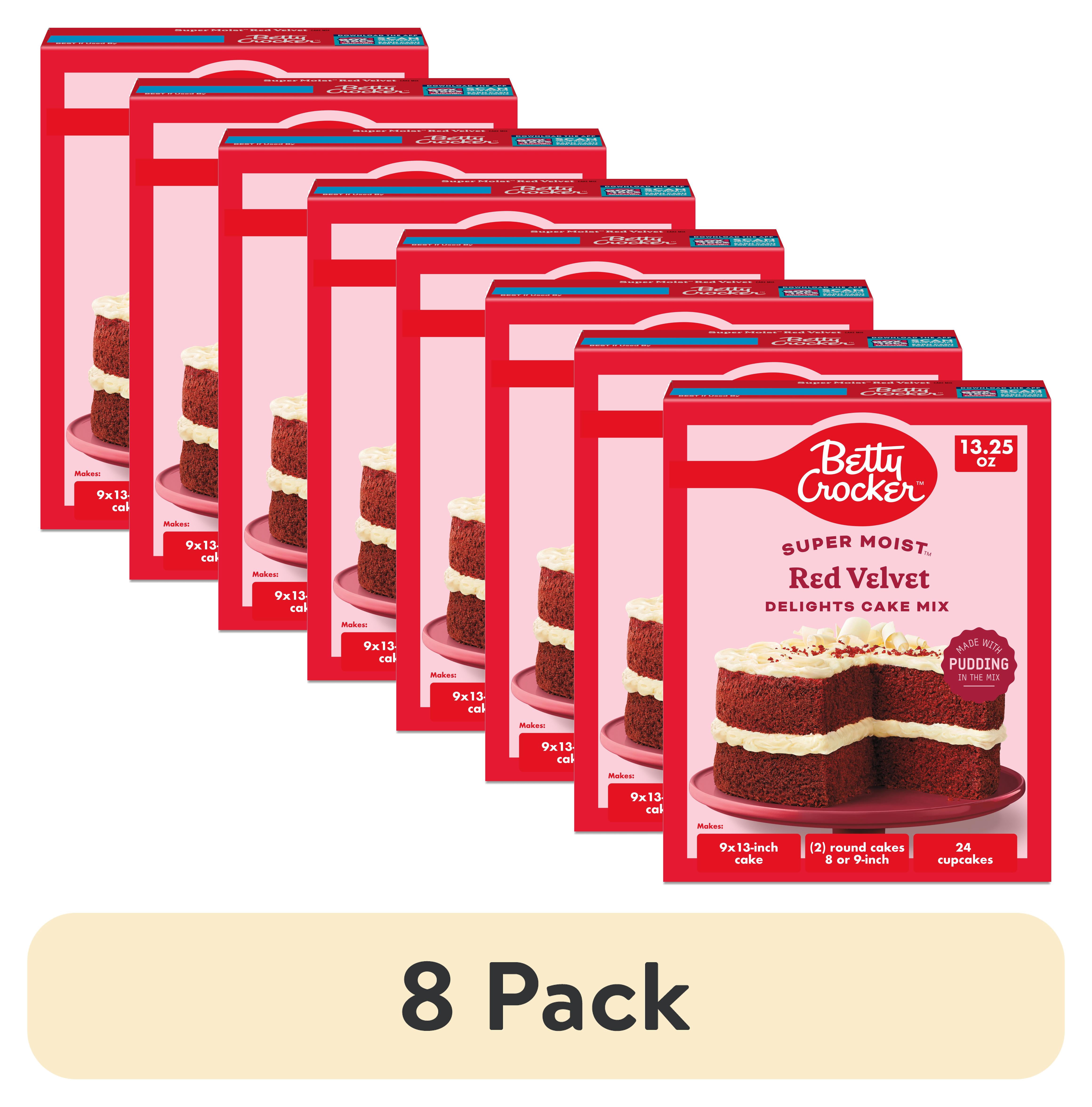 (8 pack) Betty Crocker Delights Super Moist, Red Velvet, Cake Mix, 13.25 oz