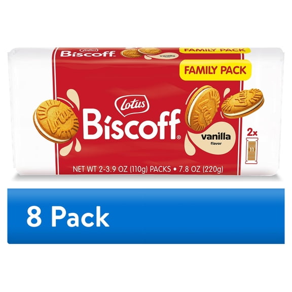 (8 pack) Biscoff Vanilla Cream Sandwich Cookies, 2 fresh packs (11 cookies per pack) 7.76oz net wt
