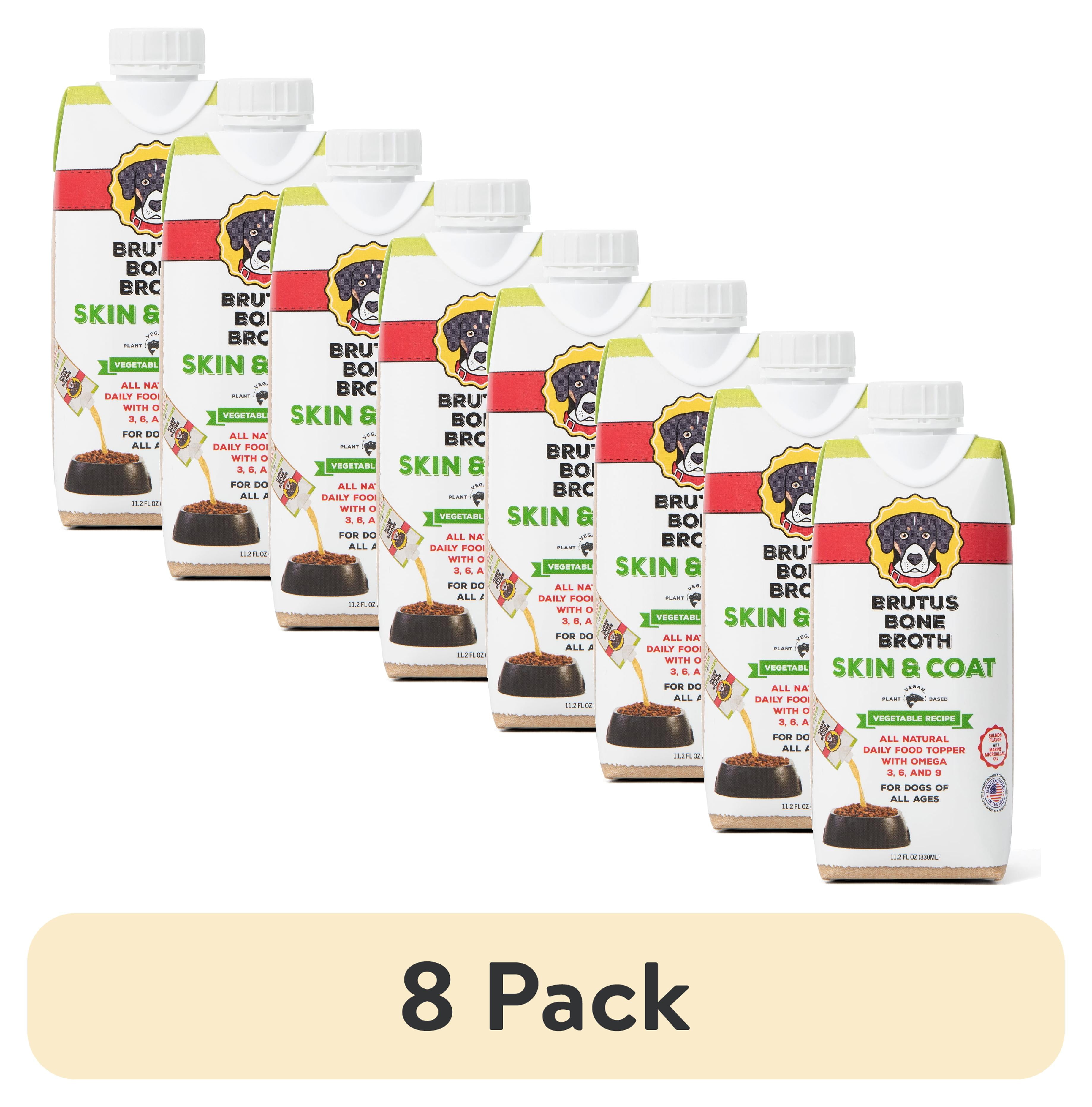 (8 pack) Brutus Bone Broth Skin & Coat Vegetable Flavor Liquid Dog Food Topper, 11.2 fl oz