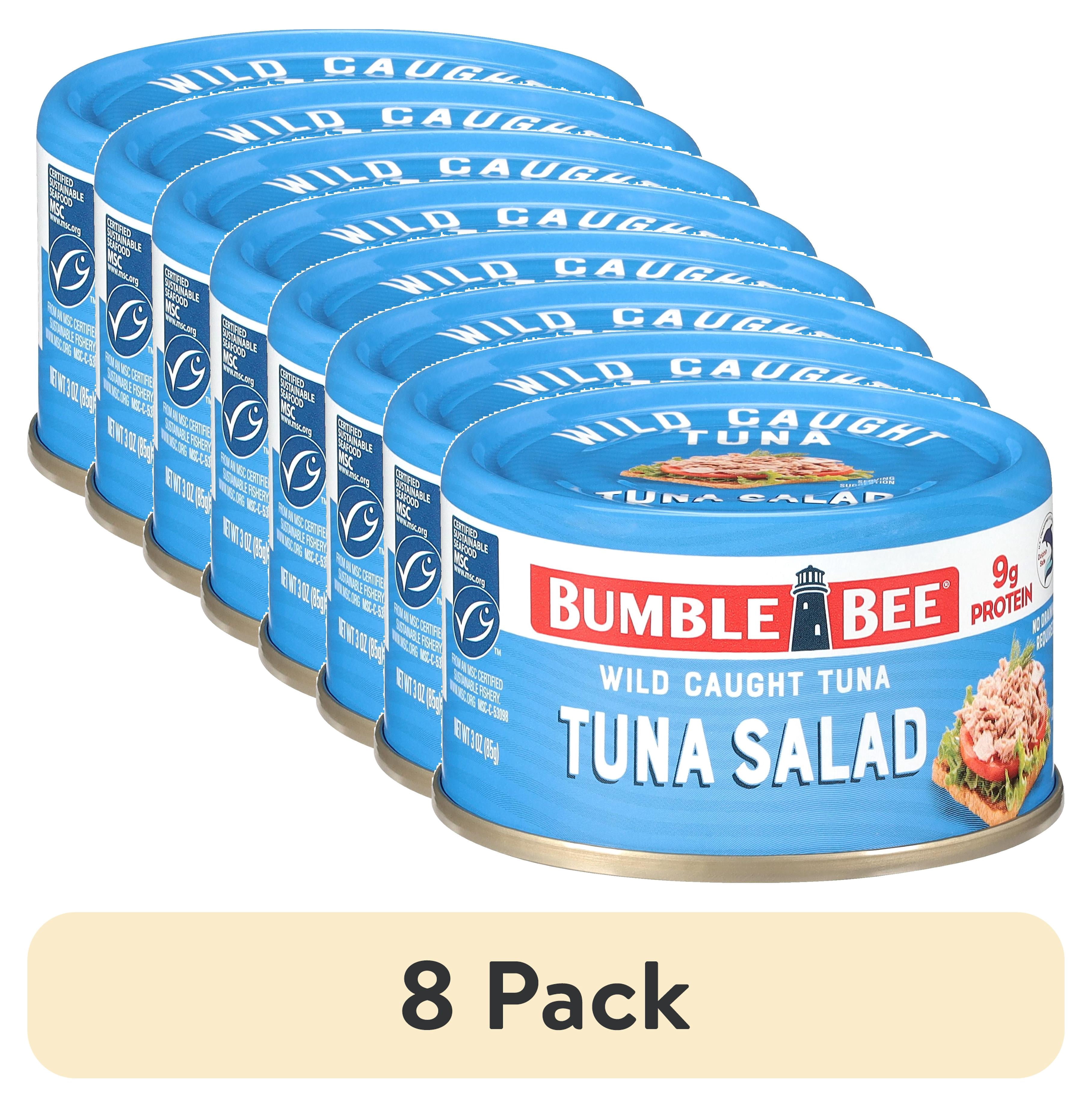 (8 pack) Bumble Bee Chunk Light Tuna Salad, Wild Caught, Gluten Free, 9g Protein per Serving, Ready to Eat, No Draining, Shelf Stable Pull Tab Can, 3oz