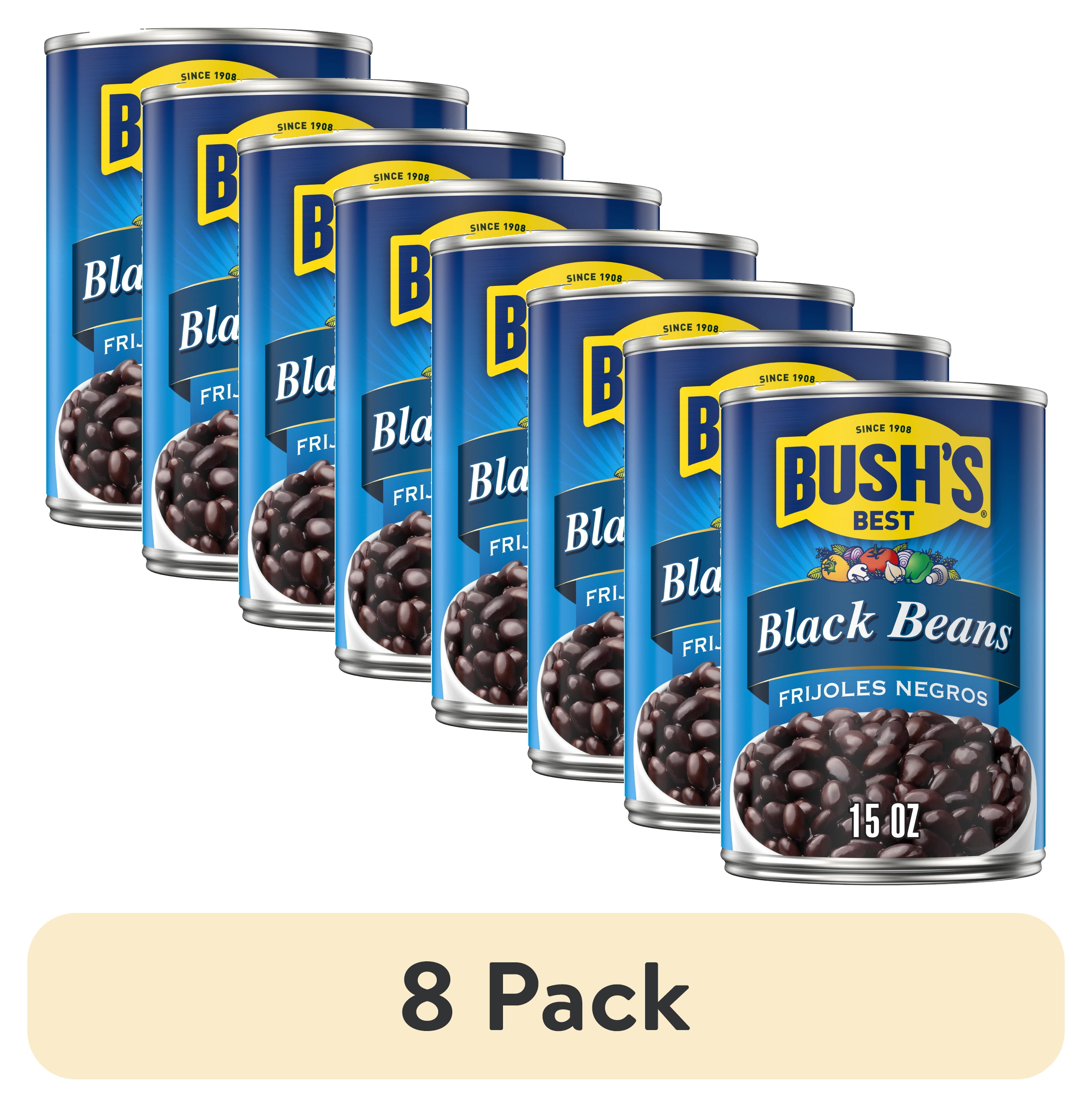 8 pack) Bush's Black Beans, Canned Beans, 15 oz - Walmart.com