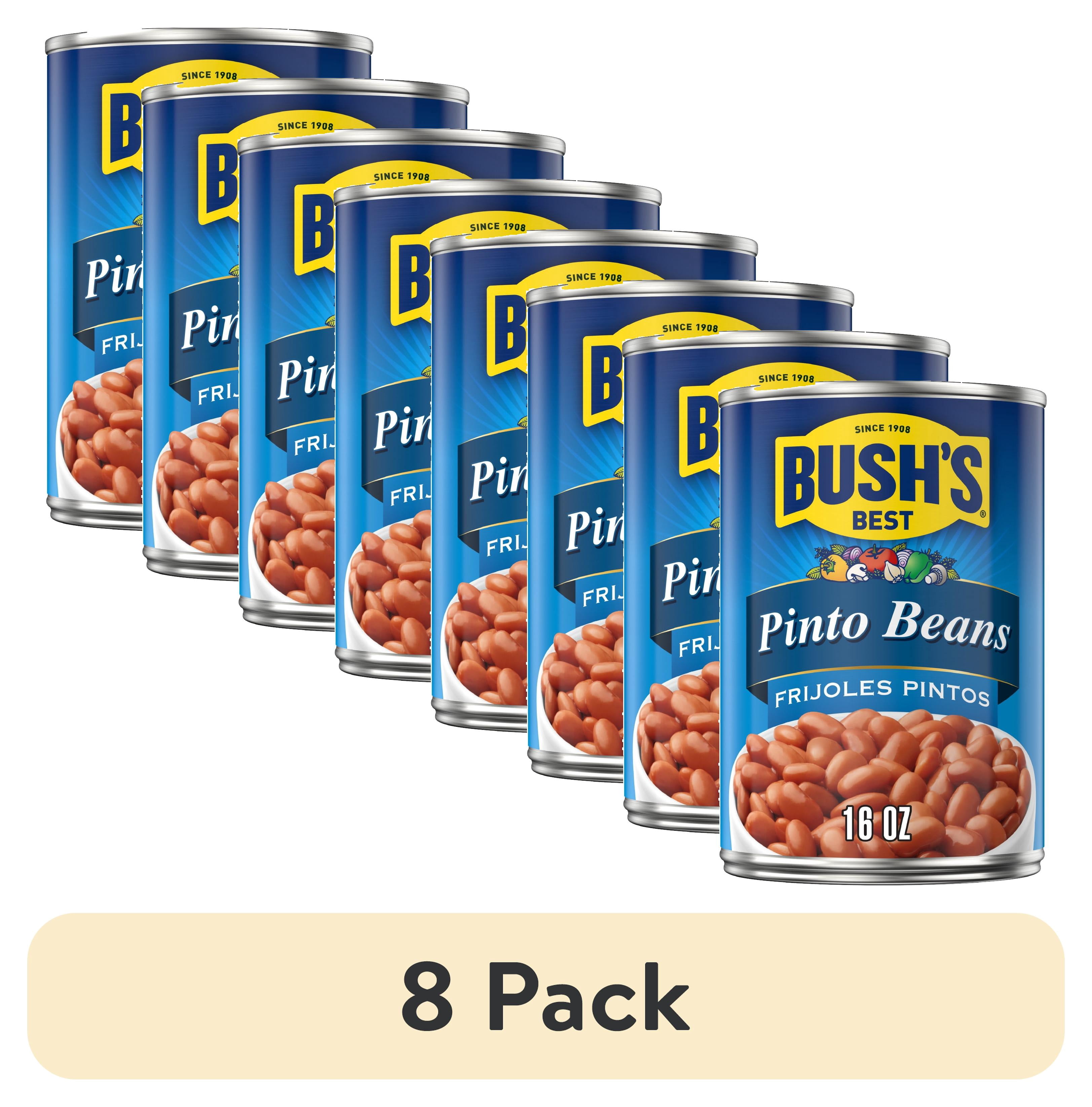 (8 pack) Bush's Canned Pinto Beans, Canned Beans, 16 oz Can