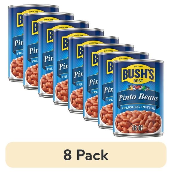 (8 pack) Bush's Canned Pinto Beans, Canned Beans, 16 oz Can