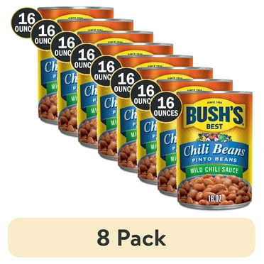 (8 pack) Bush's Chili Beans, Canned Pinto Beans in Mild Chili Sauce, 16 oz Can