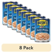 (8 pack) Bush's Navy Beans, Plant-Based Protein, Canned Beans, 16 oz