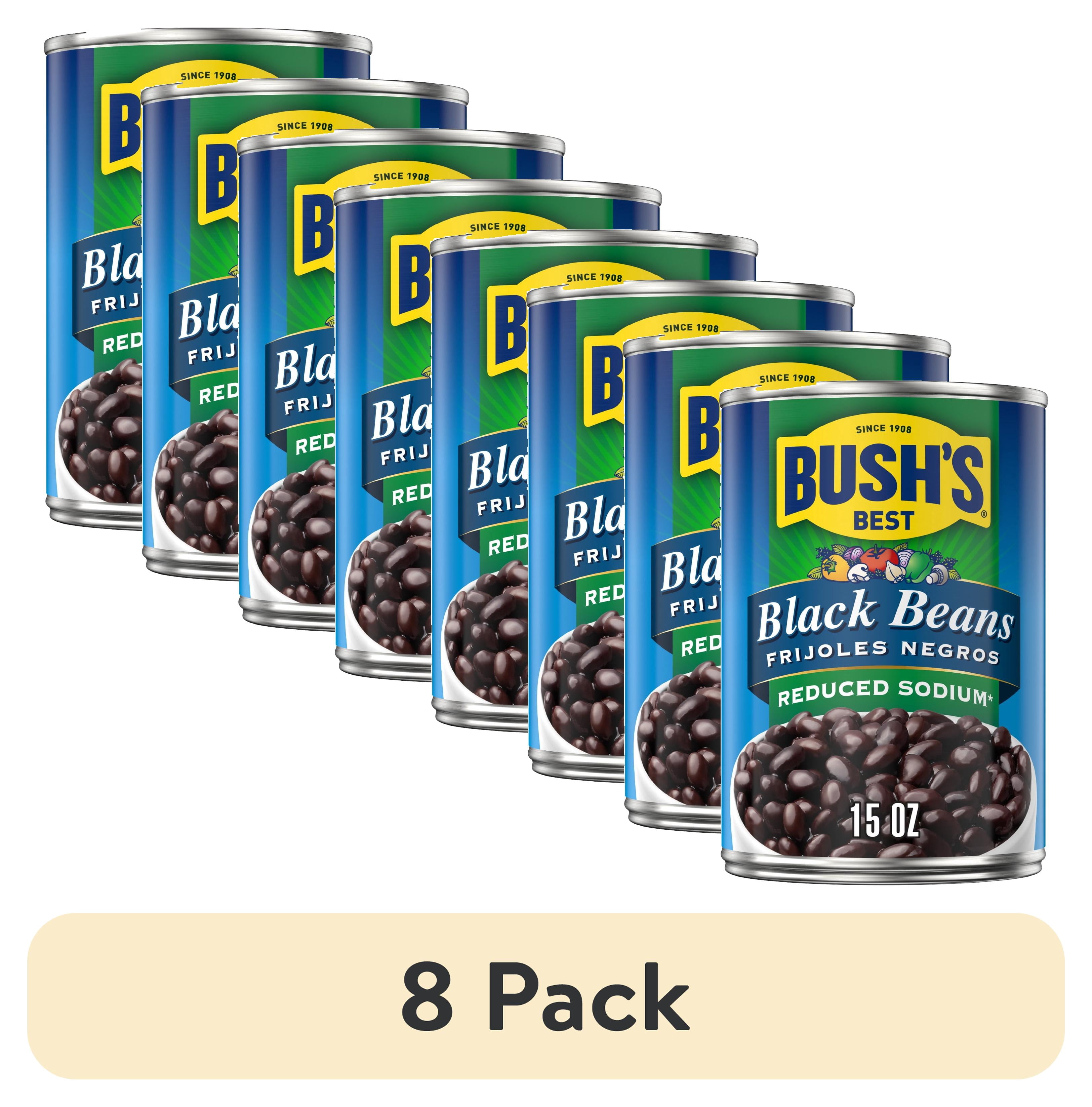 (8 pack) Bush's Reduced Sodium Black Beans, 15 oz Can