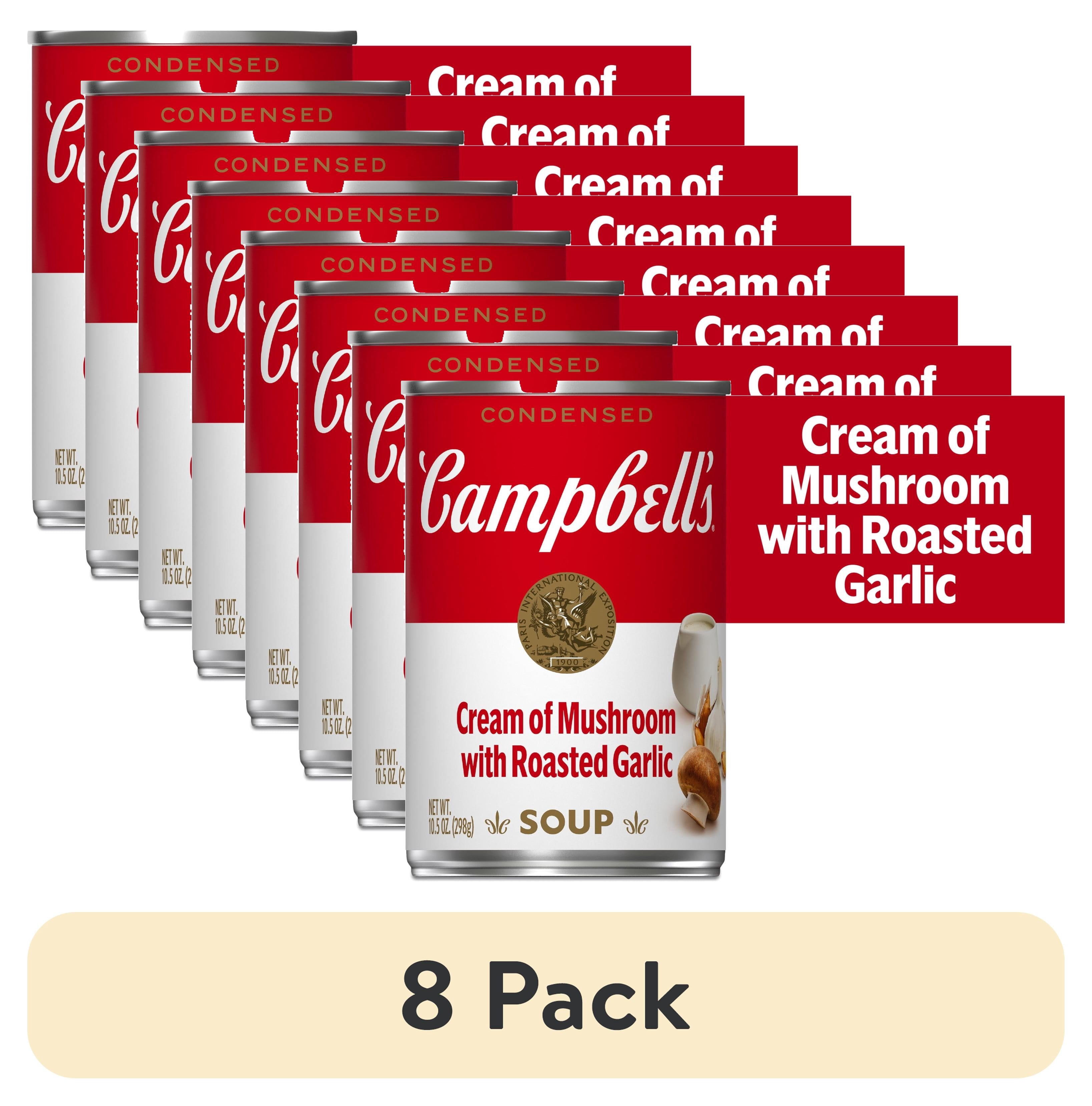 (8 pack) Campbell's Condensed Cream of Mushroom Soup with Roasted Garlic, 10.5 oz Can