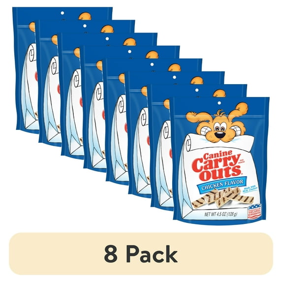 (8 pack) Canine Carry Outs Chicken Flavor Dog Treats, 4.5oz Bag
