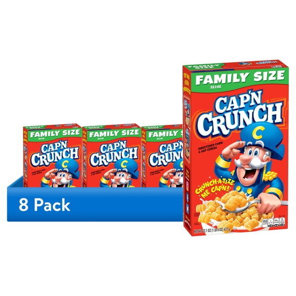 (8 pack) Cap'n Crunch Sweetened Corn & Oat Cereal, 22.1 oz Box