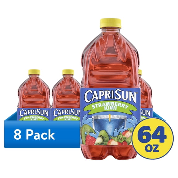(8 pack) Capri Sun Strawberry Kiwi Flavored Juice Drink Blend from concentrate with other natural flavors, 64 oz Bottle