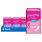 8 pack Carefree Panty Liners, Long, Unscented, 42 Count