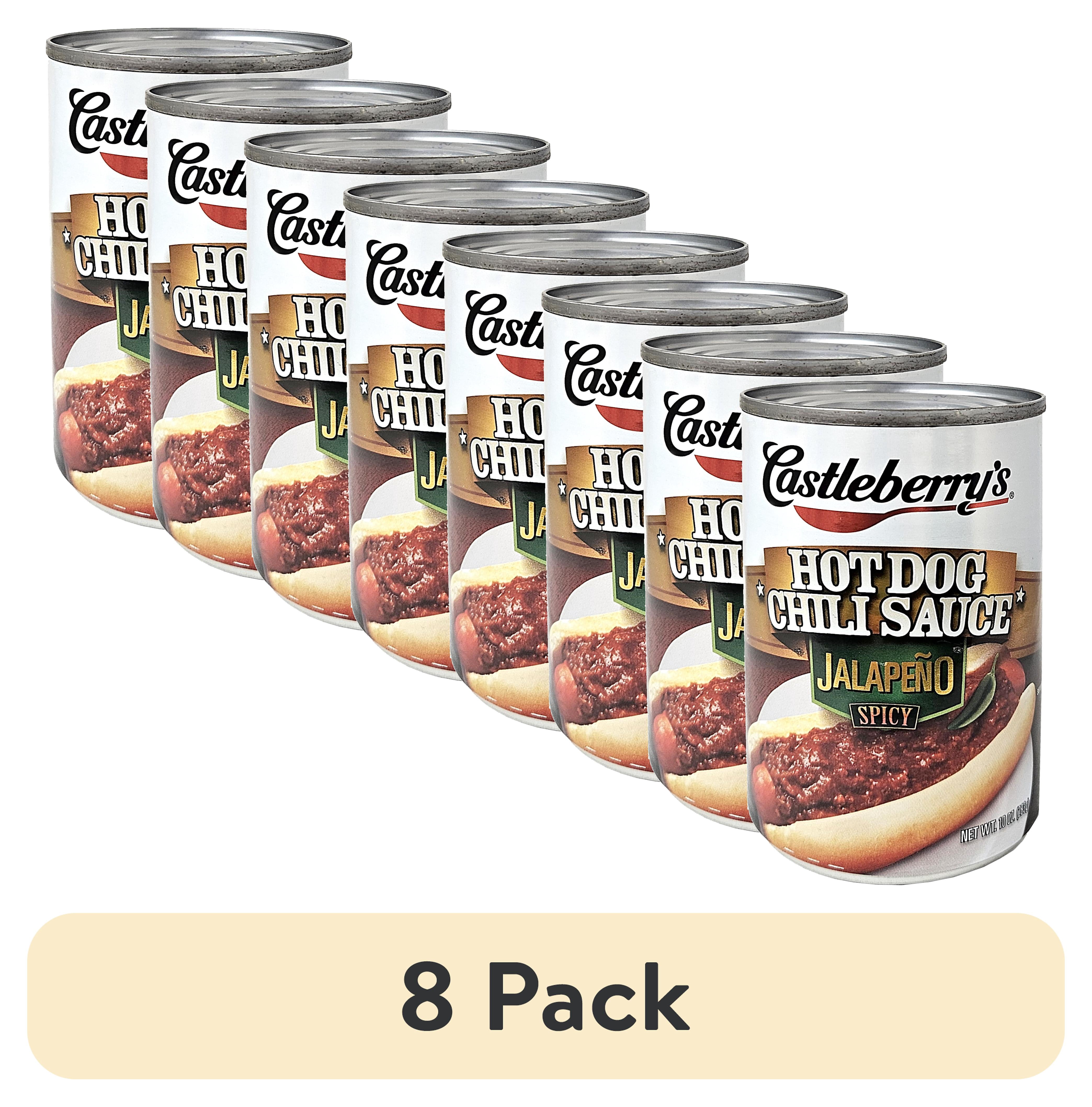 (8 pack) Castleberry’s Hot Dog Chili Sauce Jalapeño Spicy, 10 oz Can – Spicy Chili Dog Topping for Quick Meals