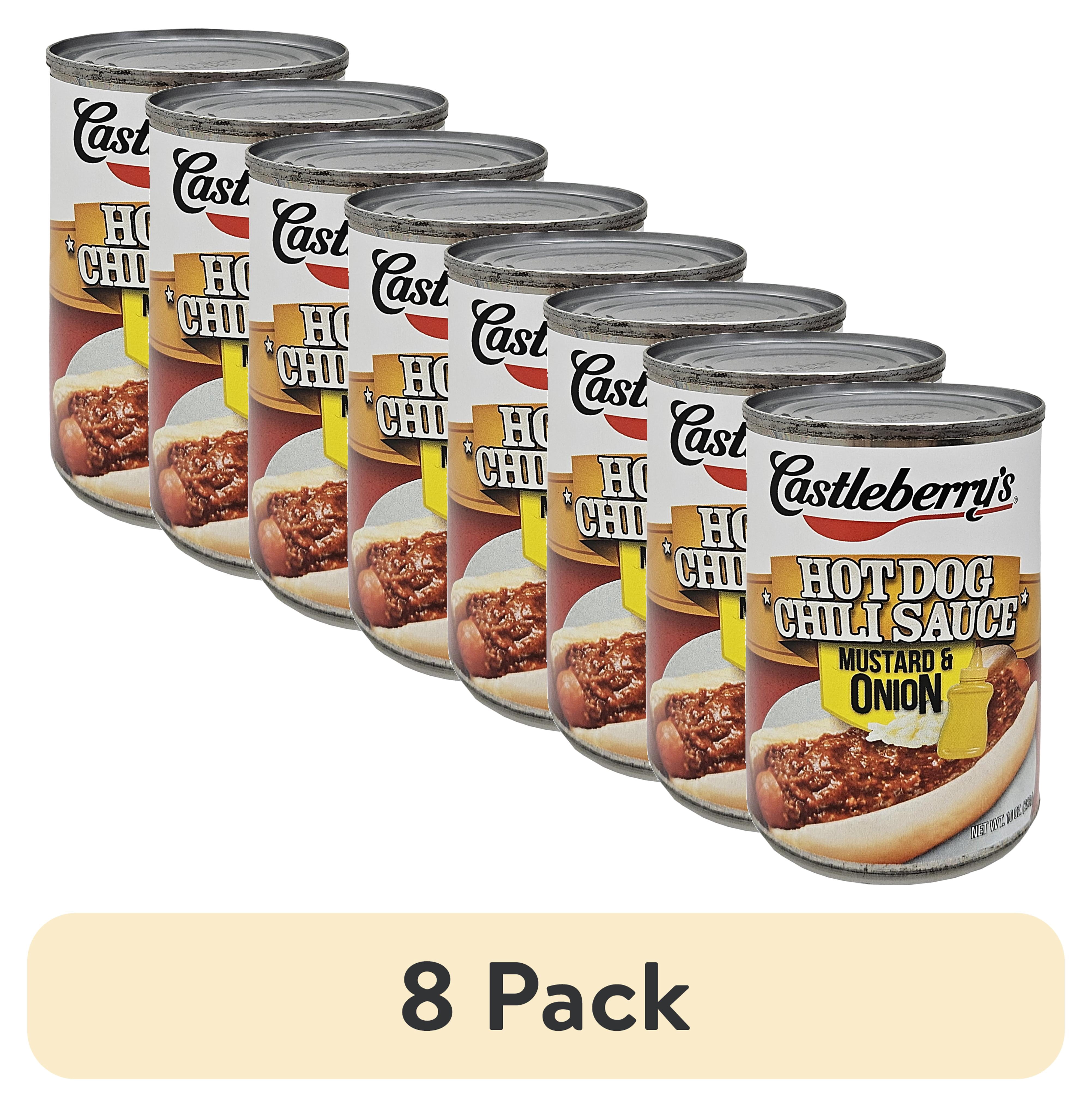 (8 pack) Castleberry’s Hot Dog Chili Sauce, Mustard & Onion, 10 oz Can – Ready in Minutes Topping for Hot Dogs and Coney-Style Franks