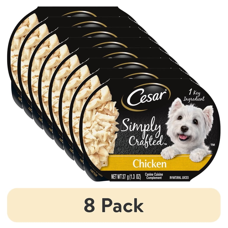 (8 pack) Cesar Simply Crafted Chicken Wet Dog Food, 1.3 Oz Tub