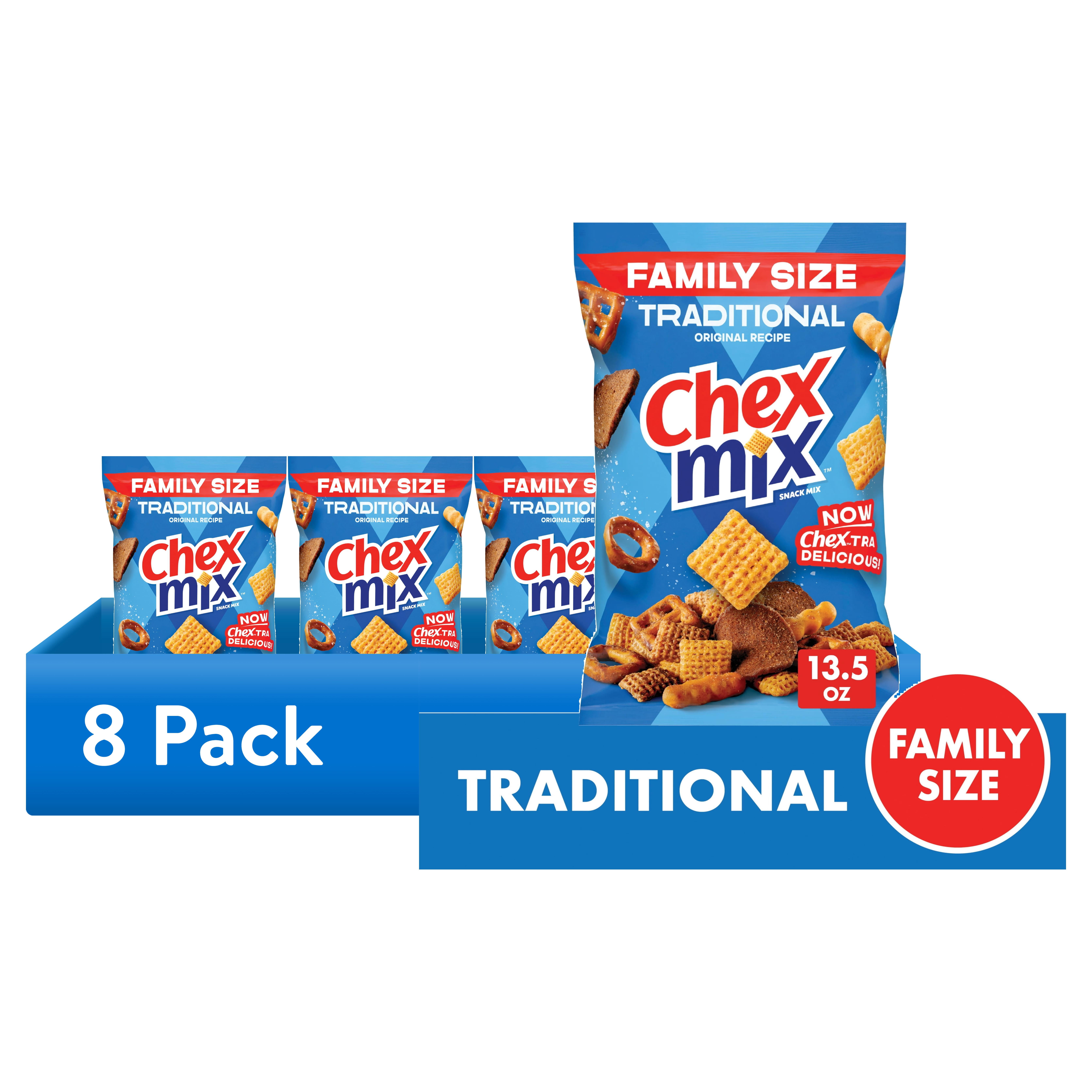 (8 pack) Chex Mix Traditional Original Recipe Snack Mix, Savory Snack Bag, Family Size, 13.5 oz