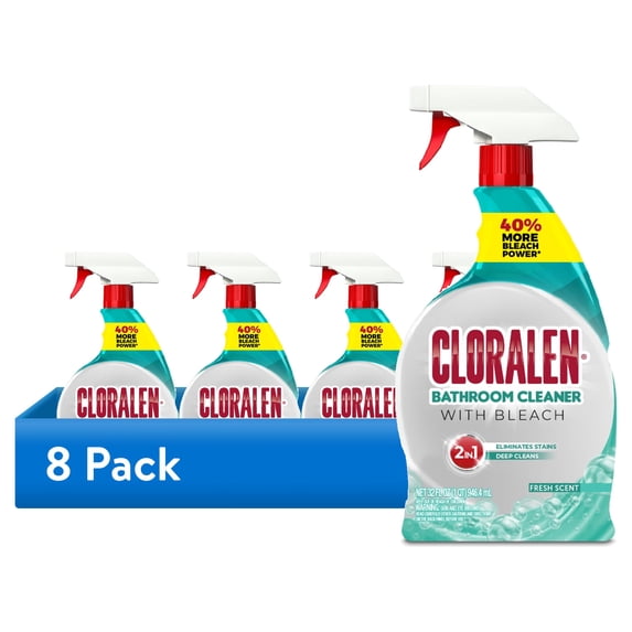 (8 pack) Cloralen Bathroom Bleach Cleaner Spray, Fresh, 32 fl oz