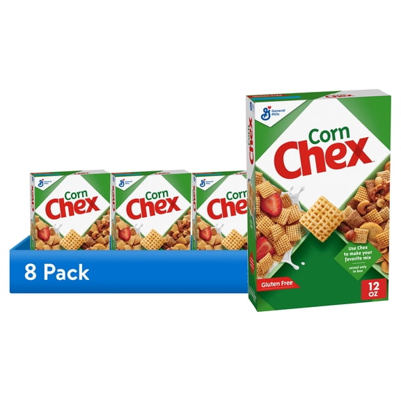 (8 pack) Corn Chex Gluten Free Breakfast Cereal, Homemade Chex Mix Ingredient, 12 oz