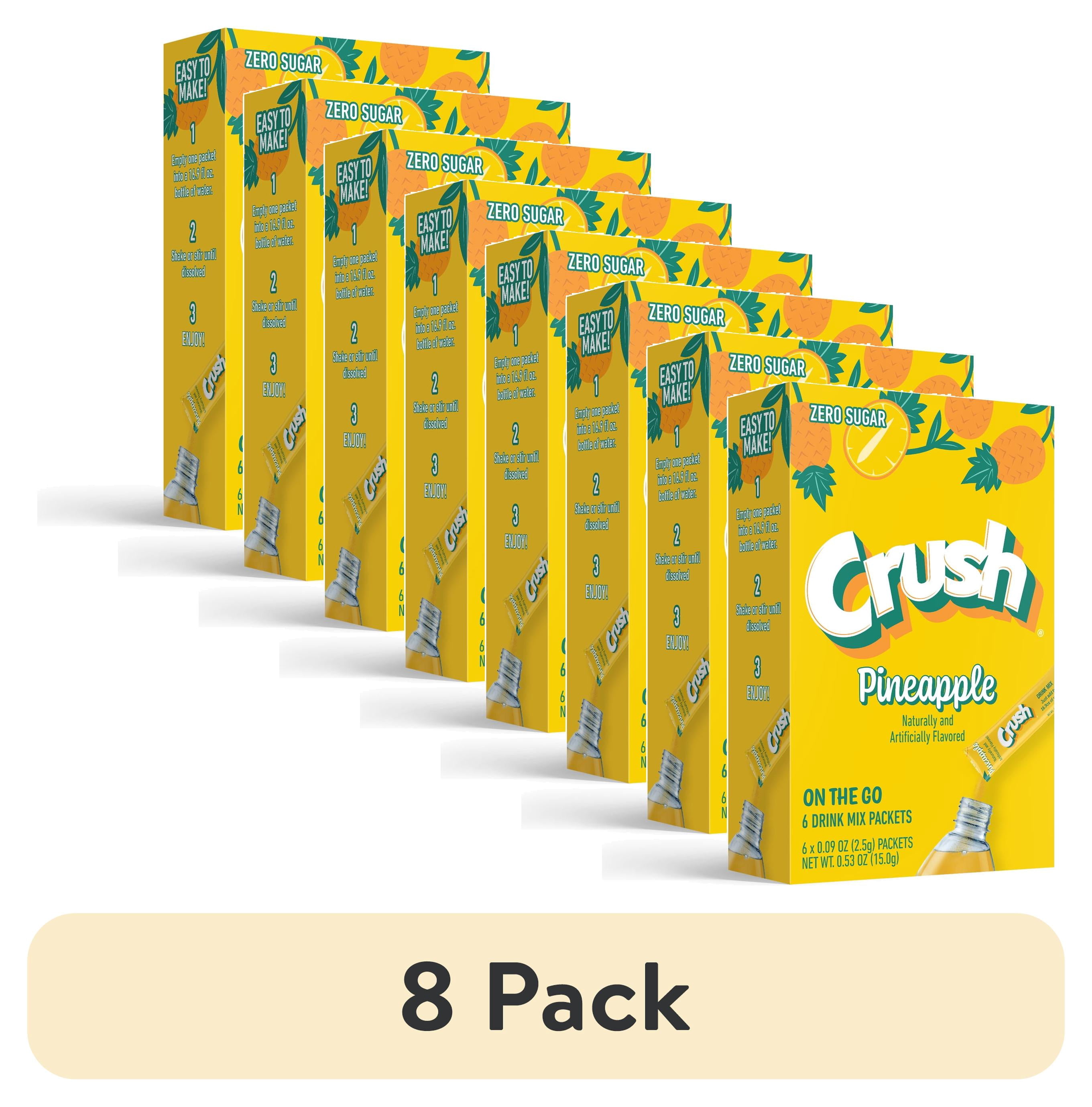 (8 pack) Crush Pineapple Powder Drink Mix, Sugar-Free (1 Box, 6 Sachet per Box)