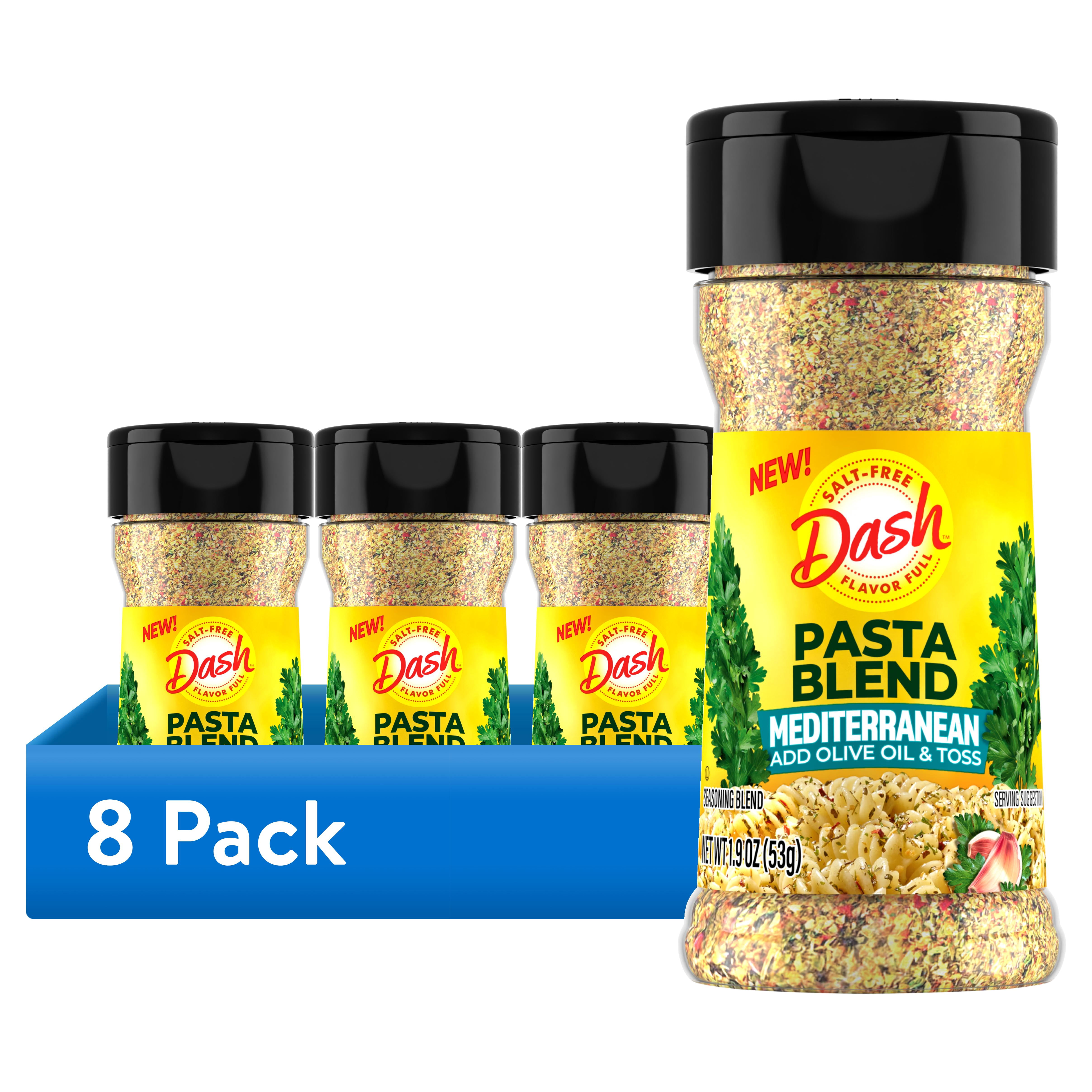 (8 pack) Dash Pasta Blend Mediterranean, Salt Free Seasoning Blend, 1.9 oz Bottle