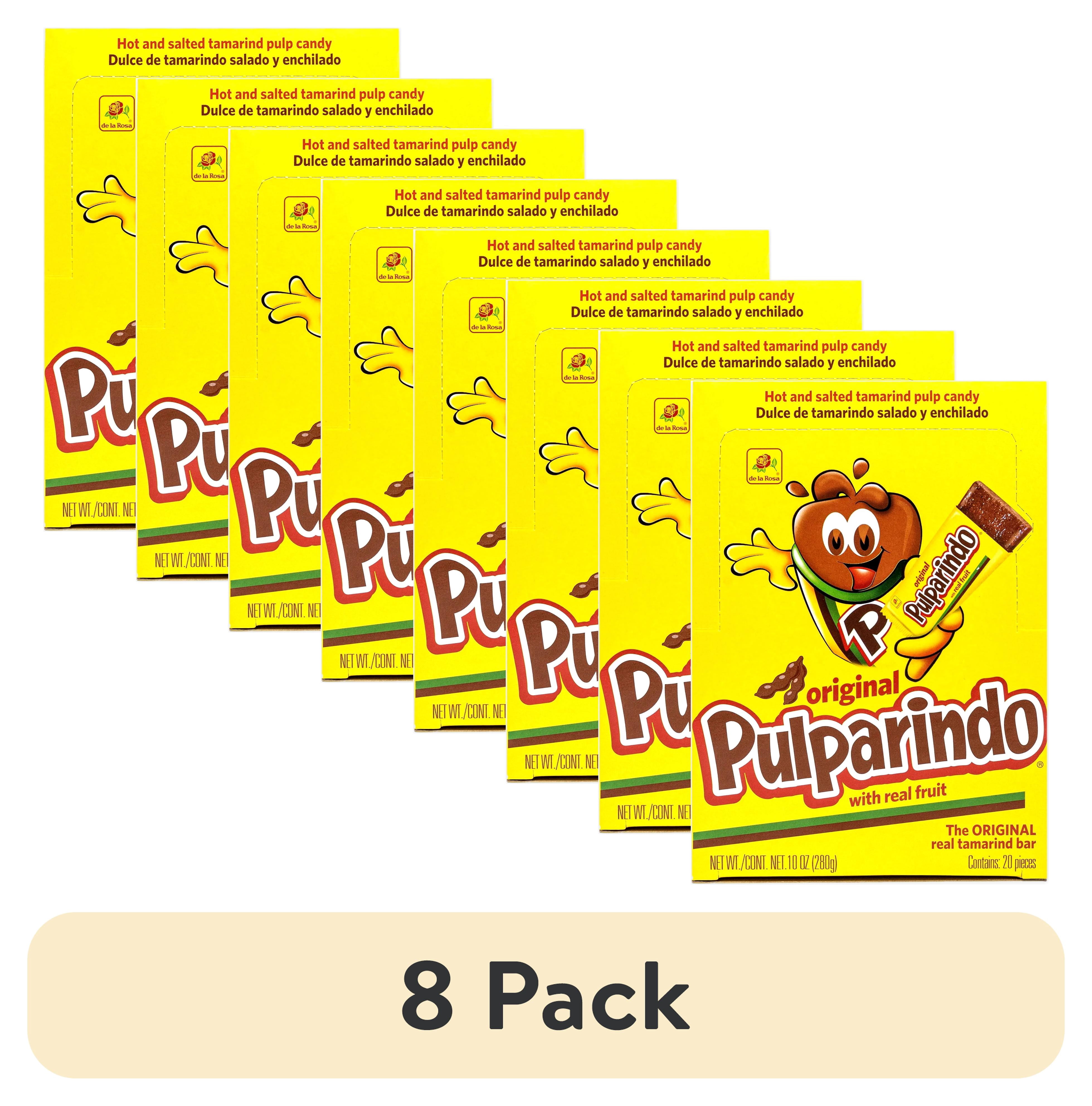 (8 pack) De La Rosa Pulparindo Tamarind Candy, Original Hot and Salted Mexican Candy, 20 Count