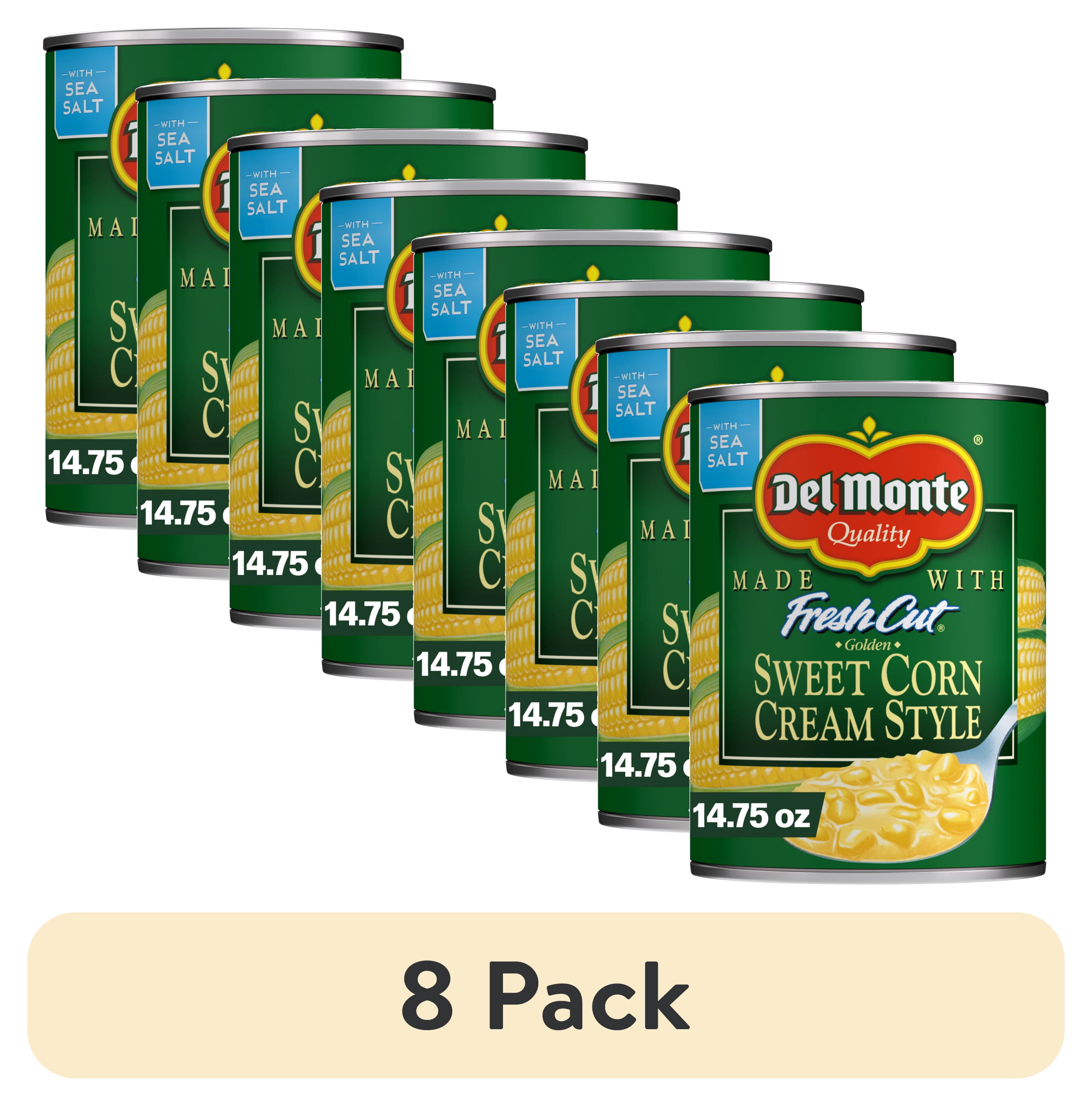 (8 pack) Del Monte Golden Sweet Cream Corn, Canned Vegetables, 14.75 oz Can