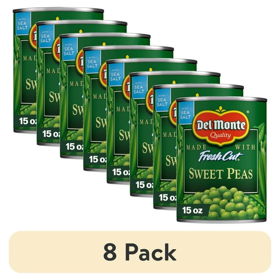(8 pack) Del Monte Sweet Peas, Canned Vegetables, 15 oz Can