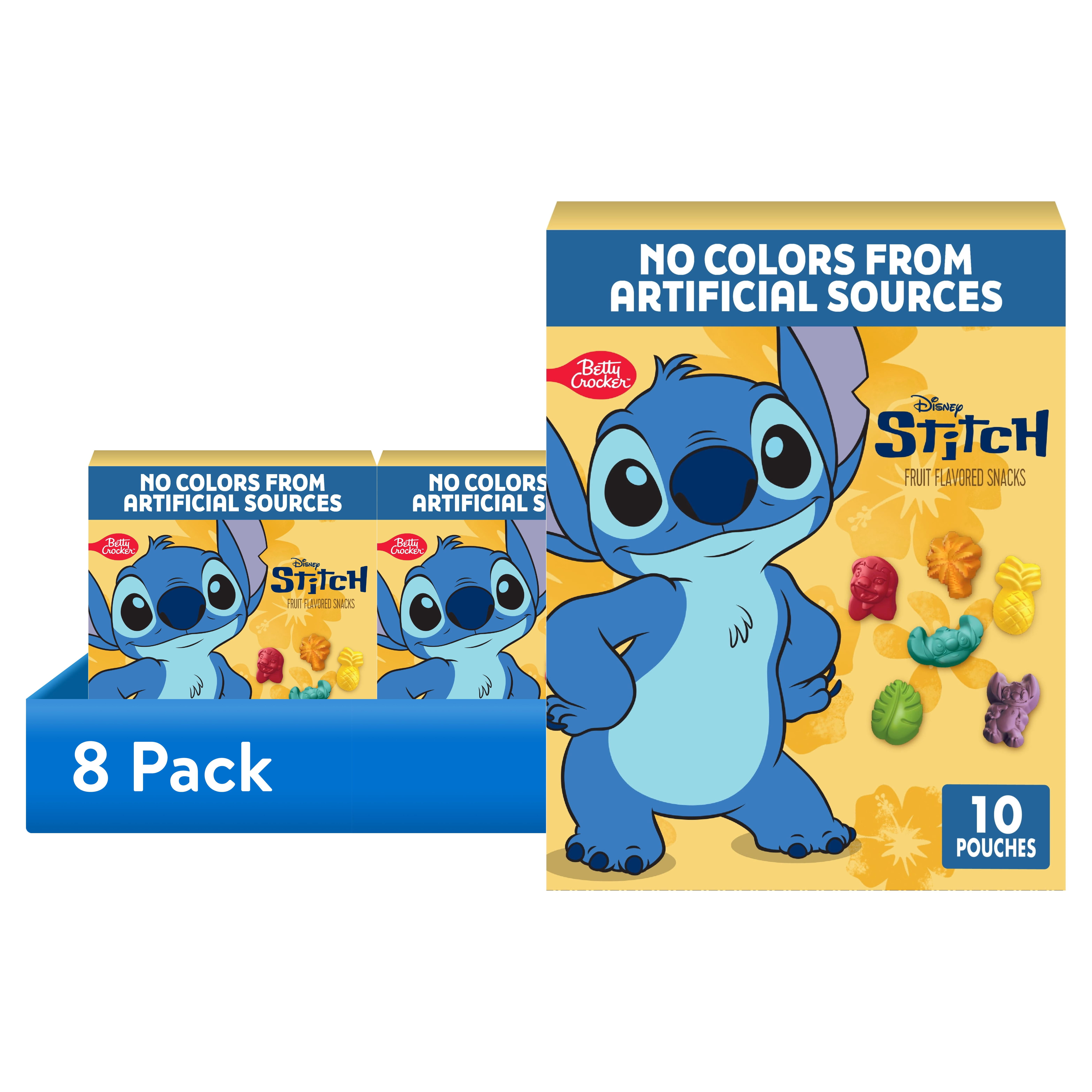8 pack) Disney Stitch Fruit Flavored Snacks, Fat Free and Gluten
