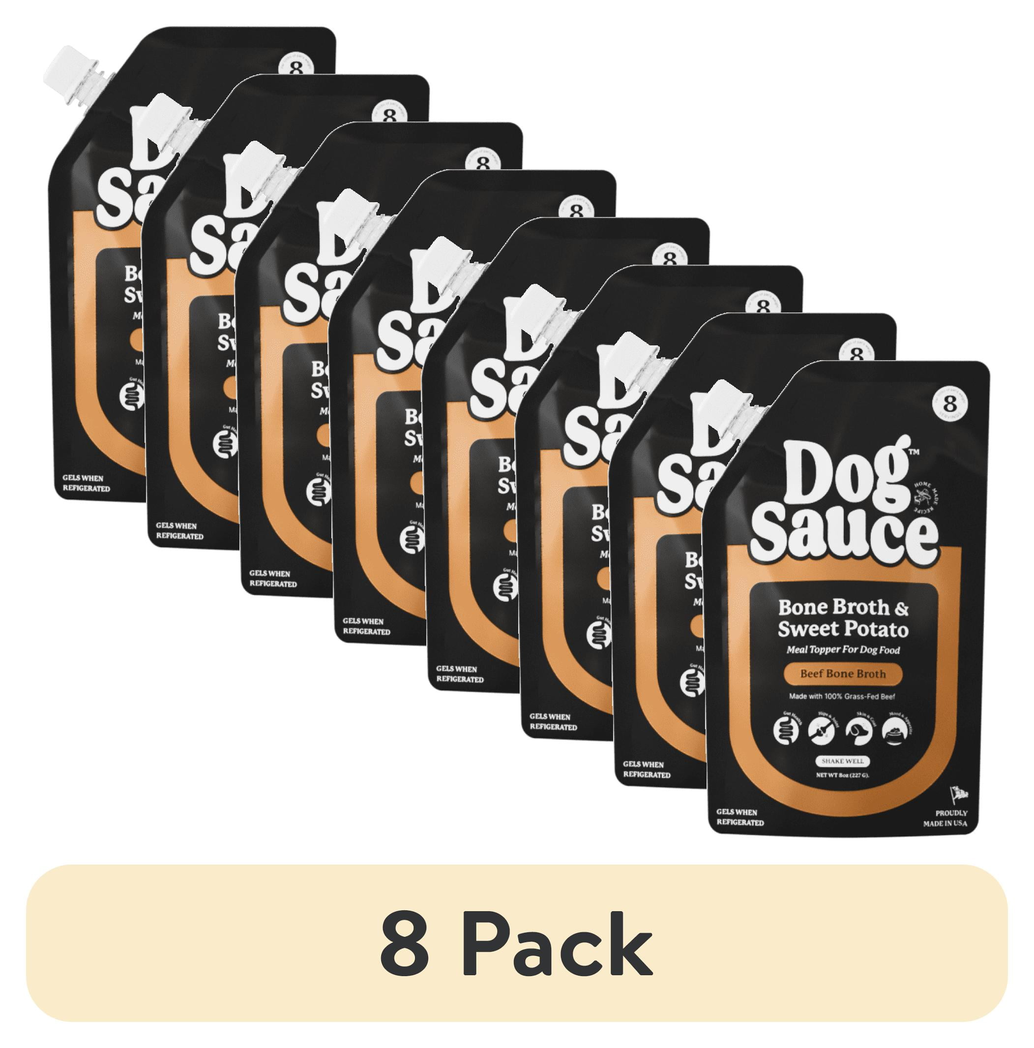 (8 pack) DogSauce Beef Bone Broth and Sweet Potato Meal Topper for Dogs, 8 oz