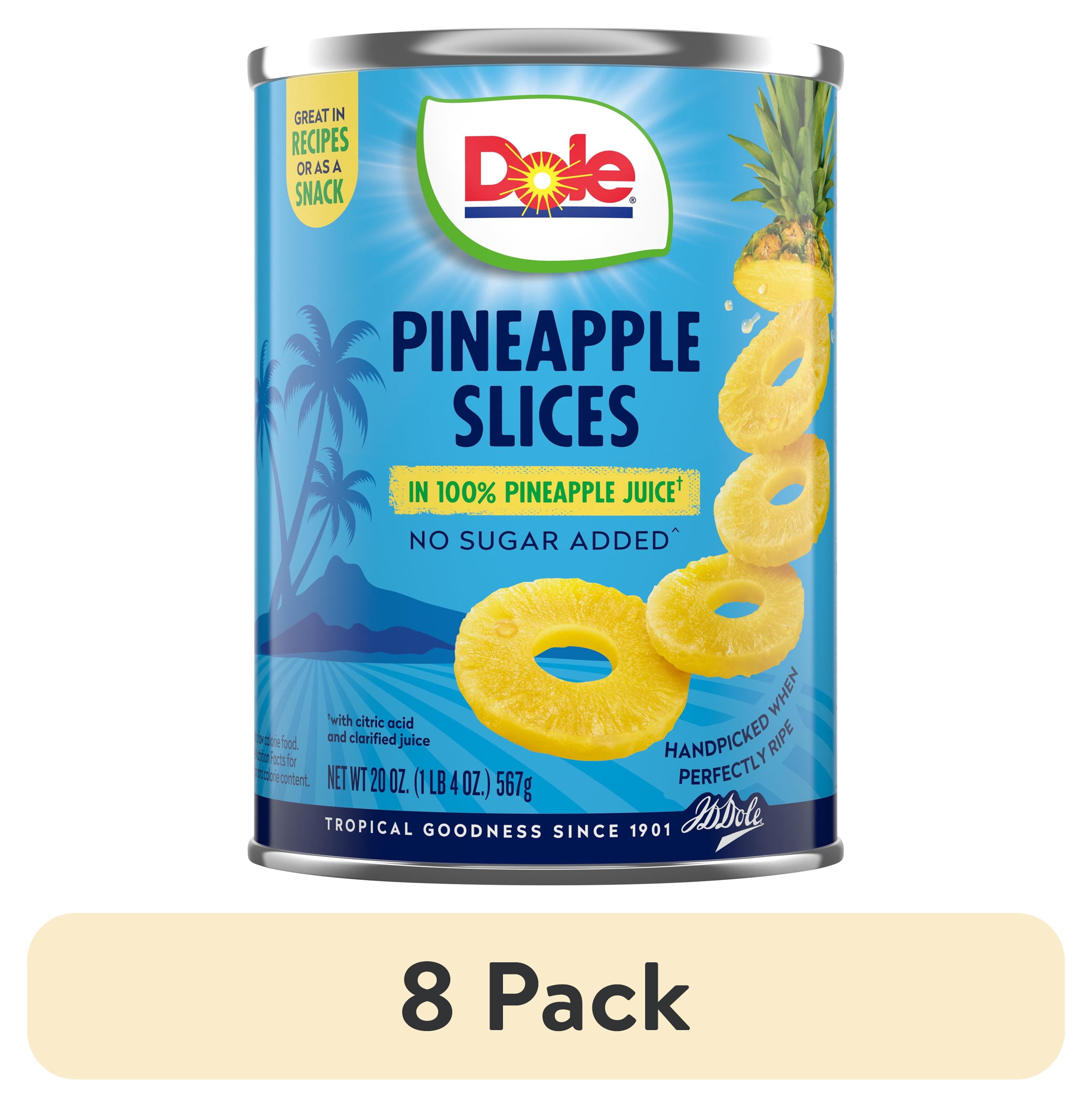 (8 pack) Dole Pineapple Slices in 100% Pineapple Juice, 20 oz Can