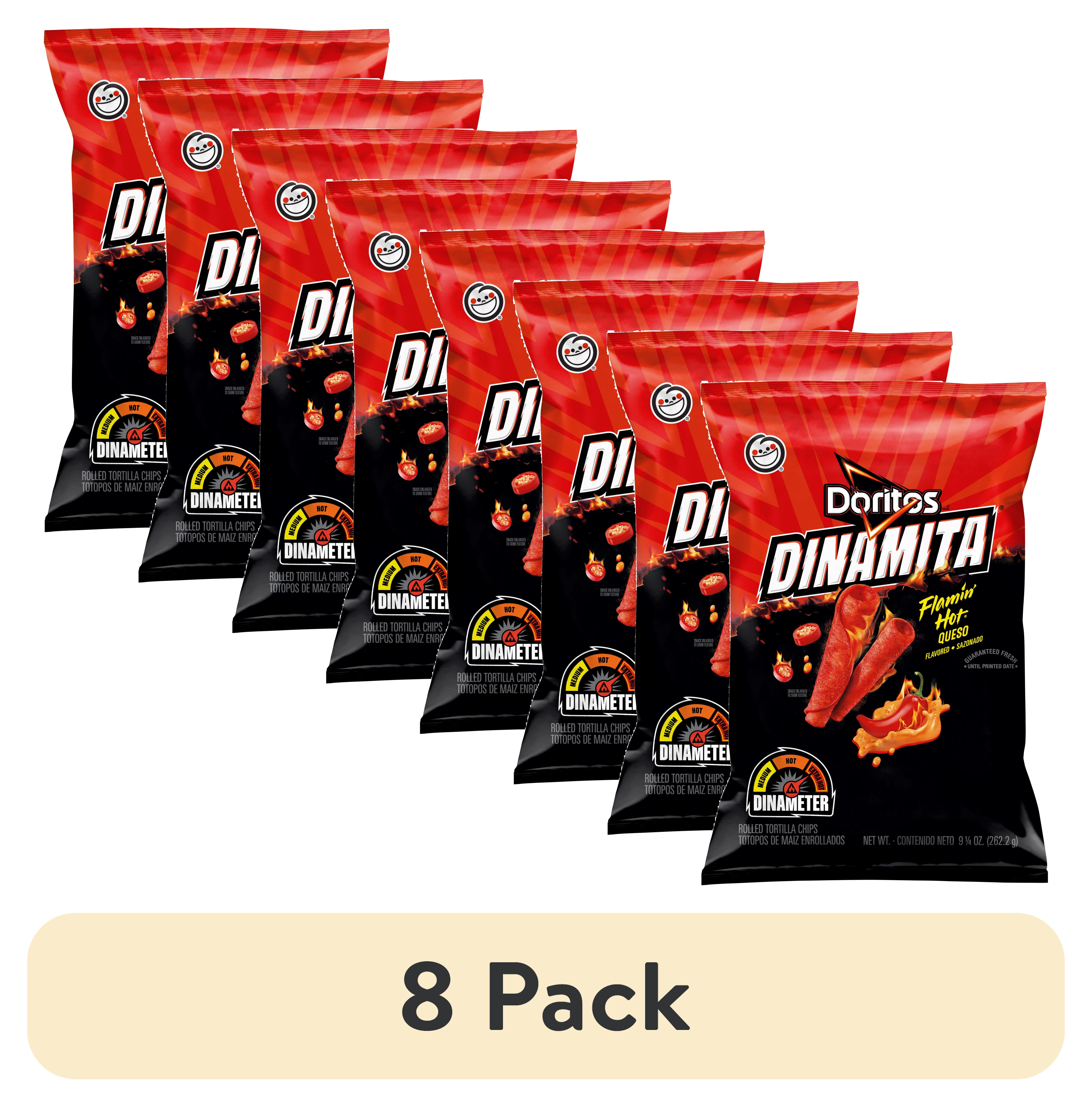 (8 pack) Doritos Dinamita, Flamin' Hot Queso Flavored Rolled Tortilla Chips , 9.25 oz bag (Packaging may vary)