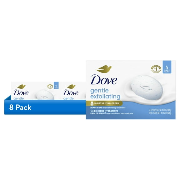 (8 pack) Dove Beauty Bar Women's Bath Soap Gentle Exfoliating, 3.75 oz 4 Bars