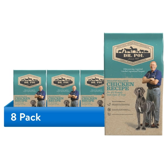 (8 pack) Dr. Pol Healthy Balance Limited Ingredient Chicken Recipe Adult Dog Food, 4lb. bag