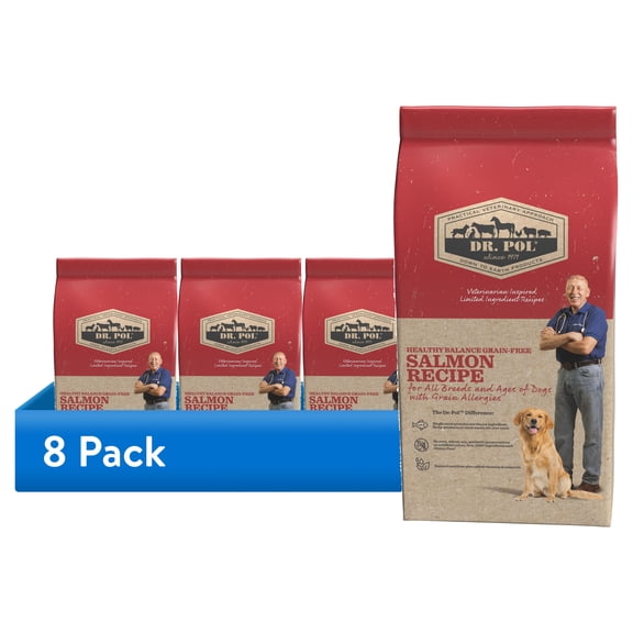 (8 pack) Dr. Pol Healthy Balance Limited Ingredient Grain-Free Salmon Recipe Dog Food, 4 lb. Bag
