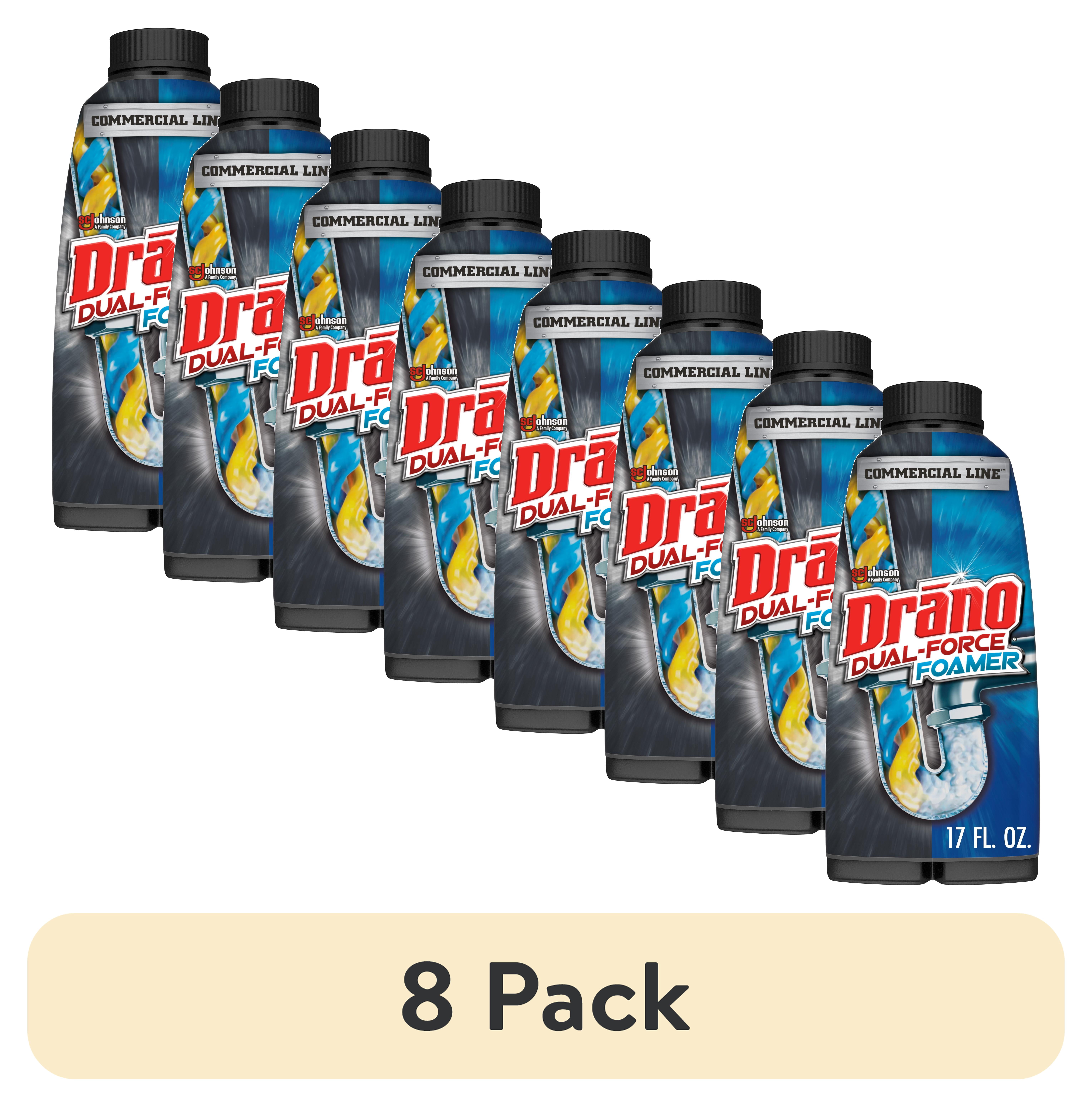 (8 pack) Drano Dual-Force Foamer, Hair and Drain Clog Remover, Commercial Line, 17 oz