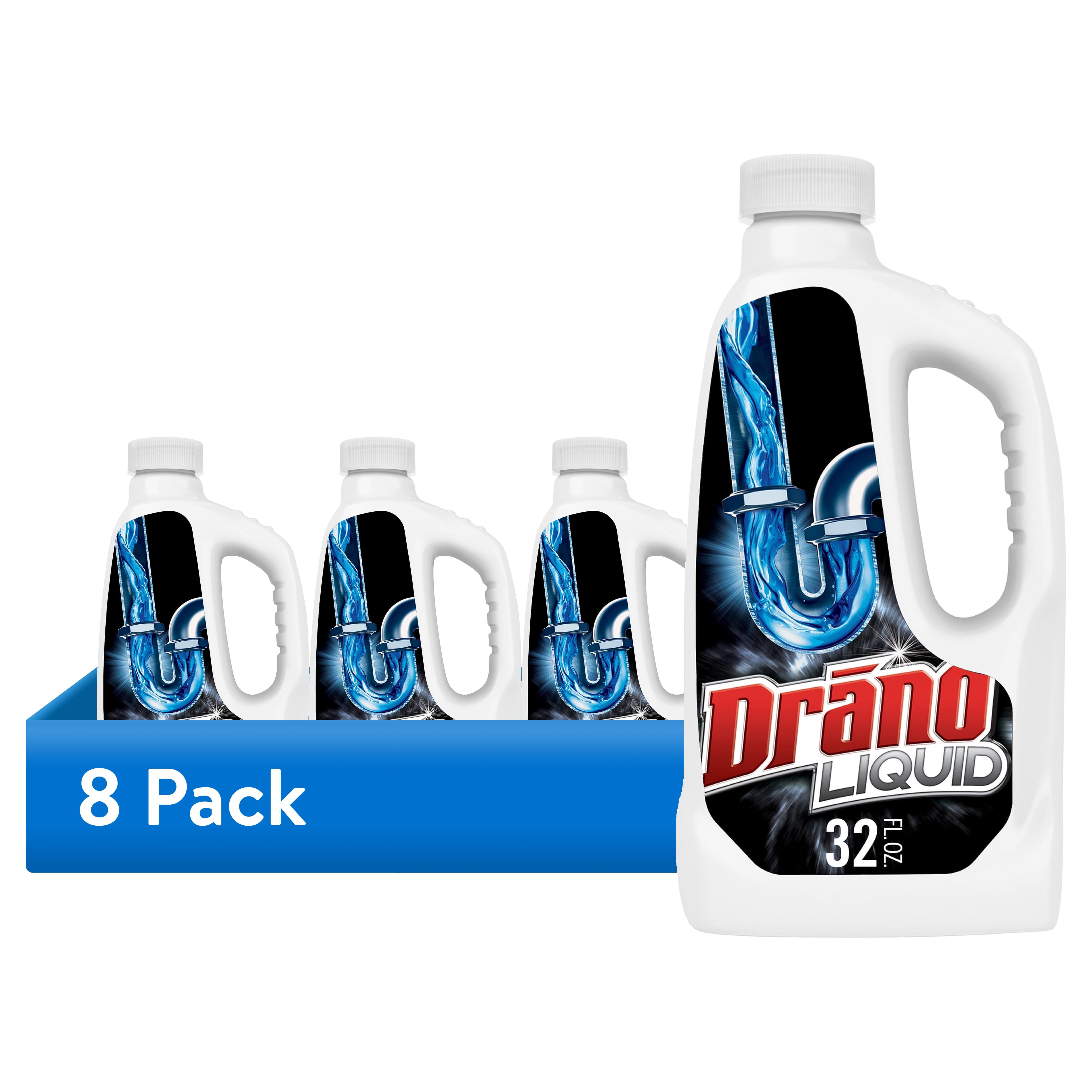 (8 pack) Drano Liquid Drain Cleaner & Opener, 32 fl oz