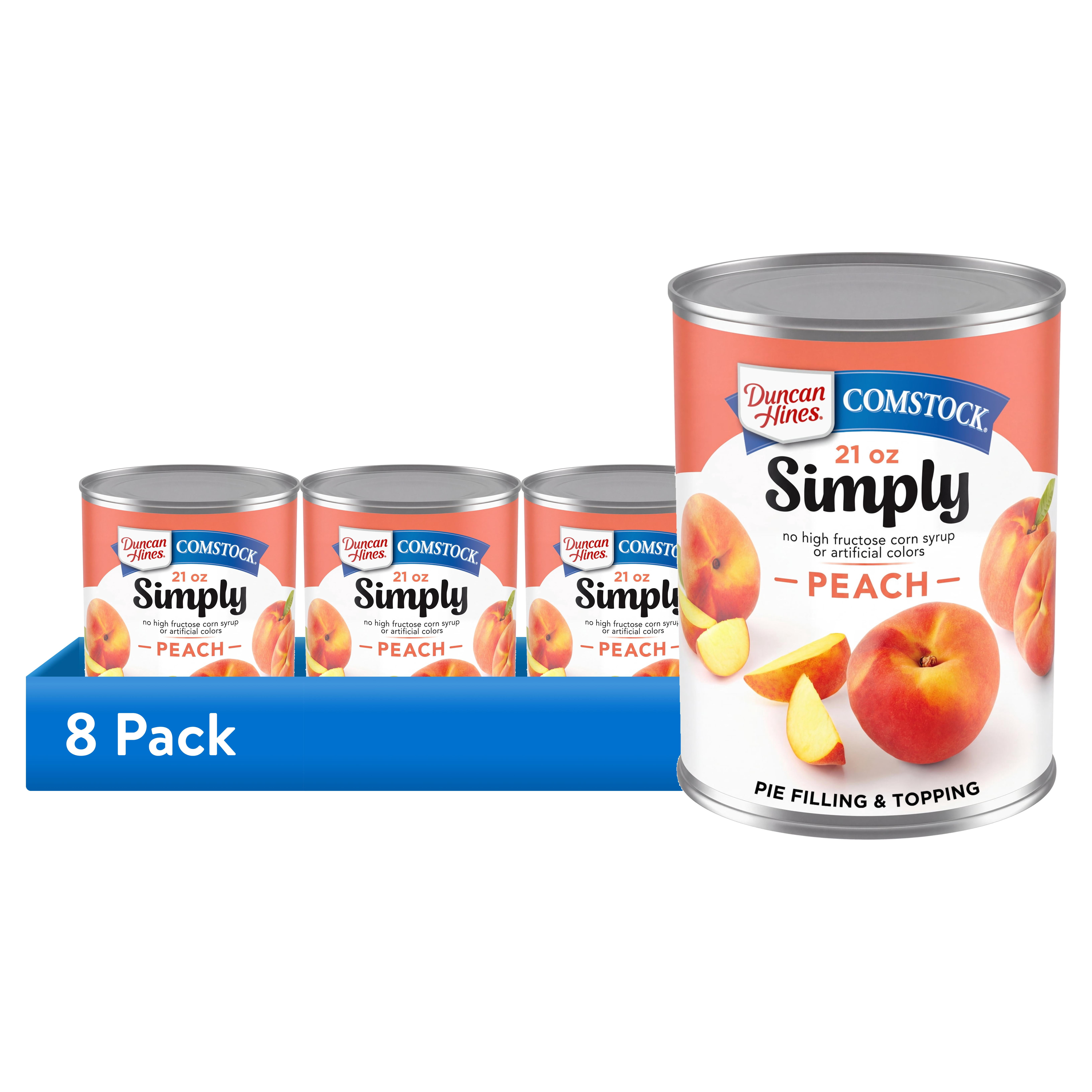 (8 pack) Duncan Hines Comstock Simply Peach Pie Filling and Topping, Ready to Use, 21 oz.