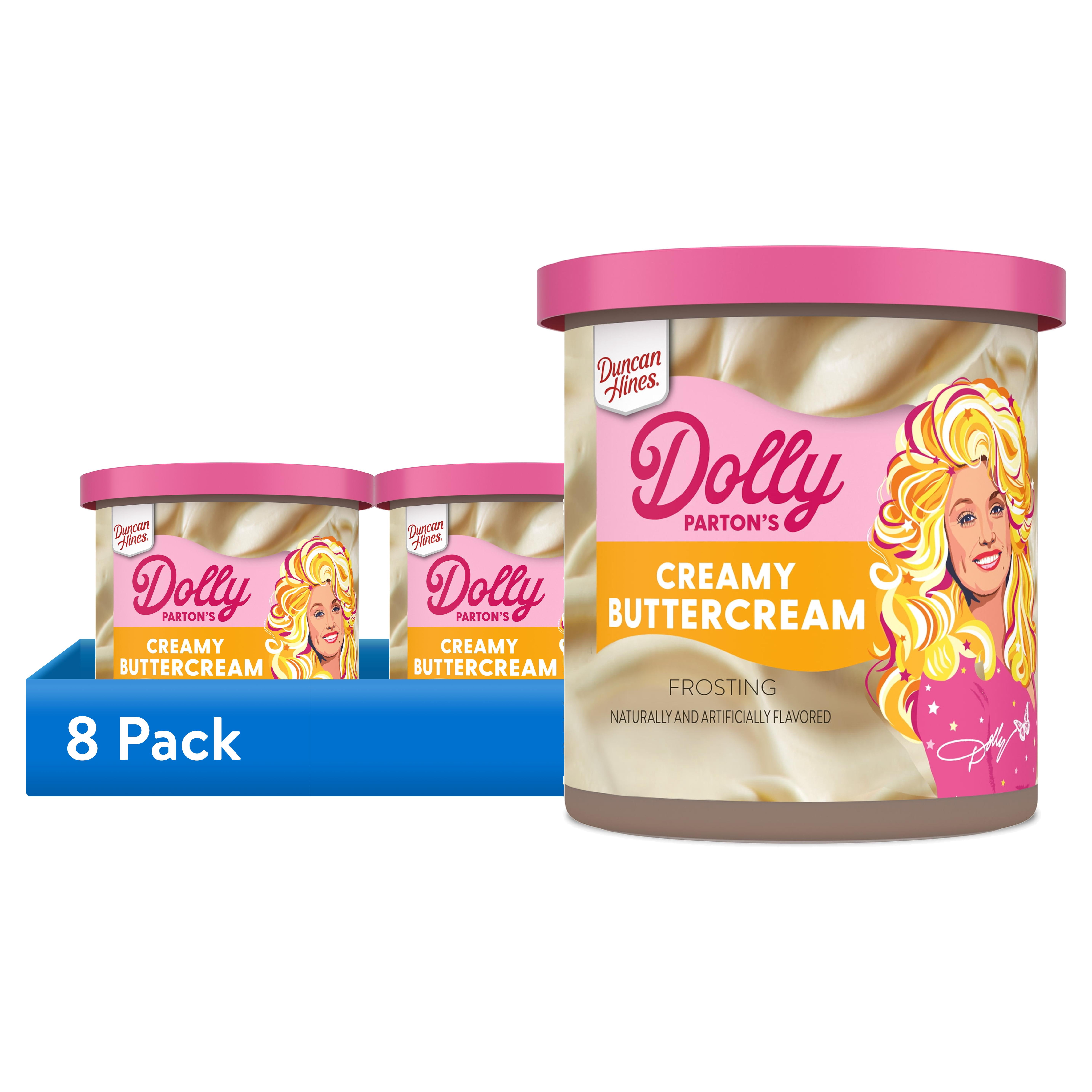 (8 pack) Duncan Hines Dolly Parton's Favorite Creamy Buttercream Flavored Cake Frosting, 16 oz.