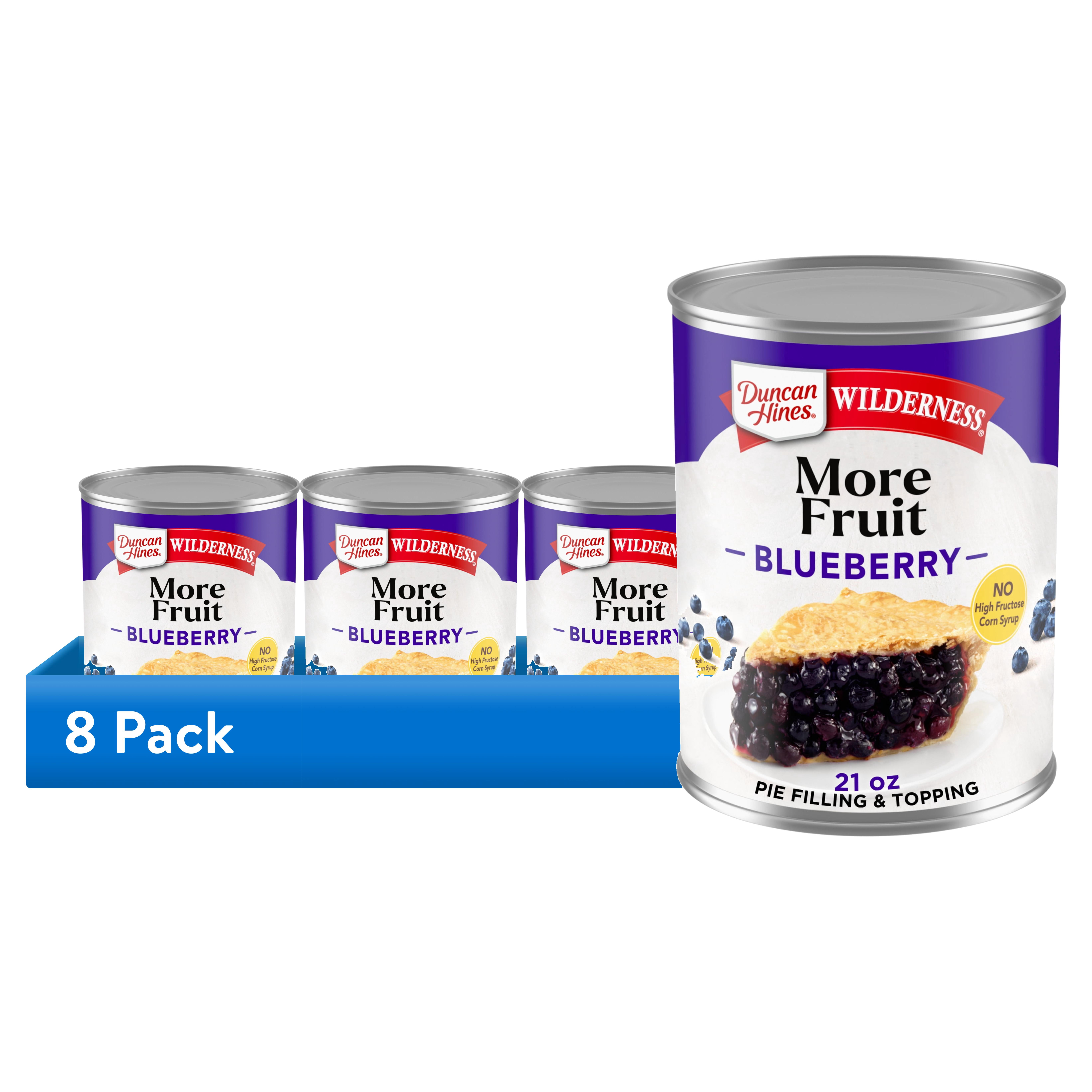 (8 pack) Duncan Hines Wilderness More Fruit, Blueberry Pie Filling and Topping, Ready to Use, 21 oz.