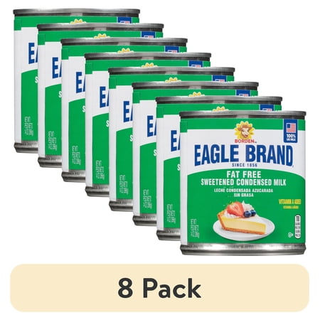(8 pack) Eagle Brand Fat Free Sweetened Condensed Milk, 100% US Milk, Gluten Free, 14 oz Can